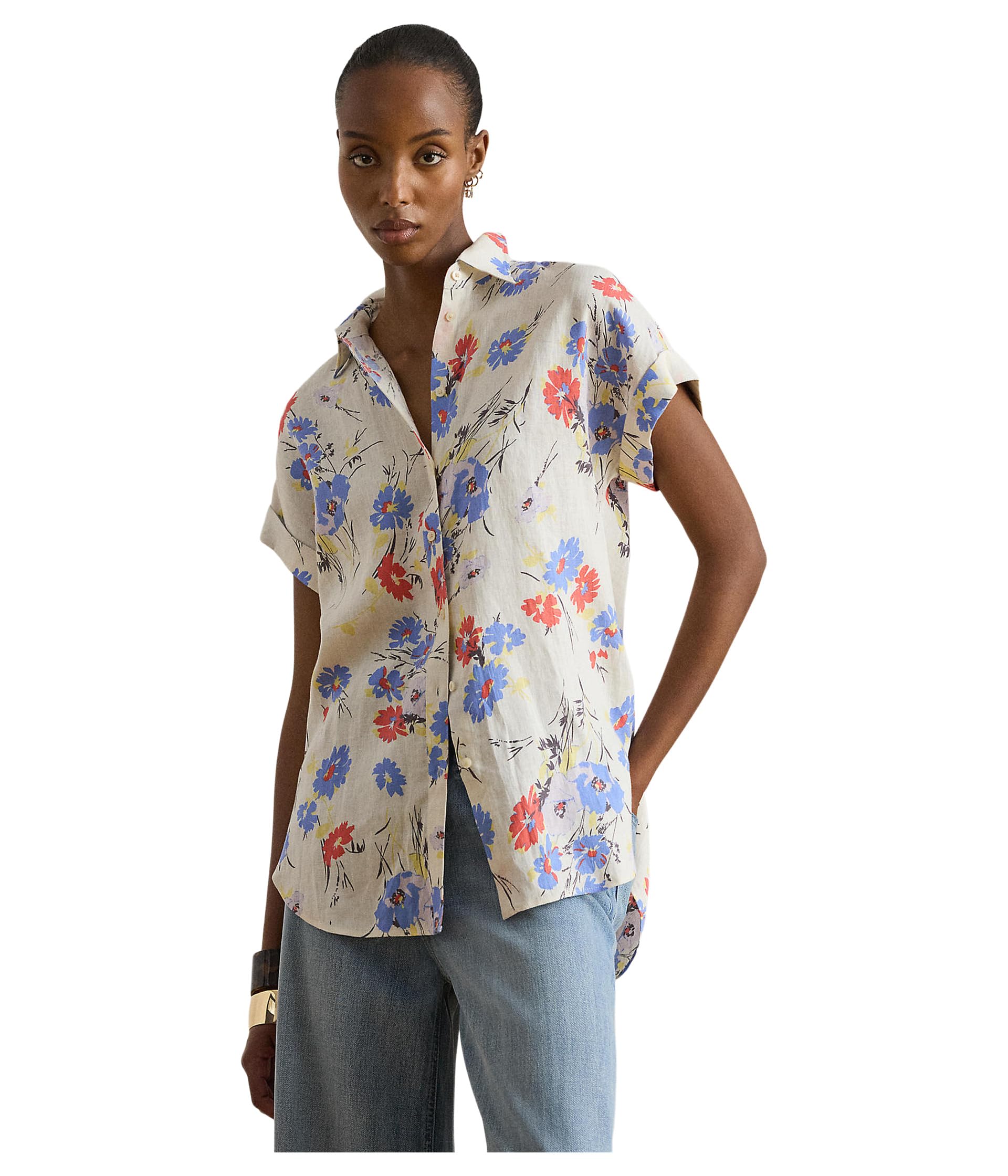 Женская рубашка Relaxed Fit Floral Short-Sleeve