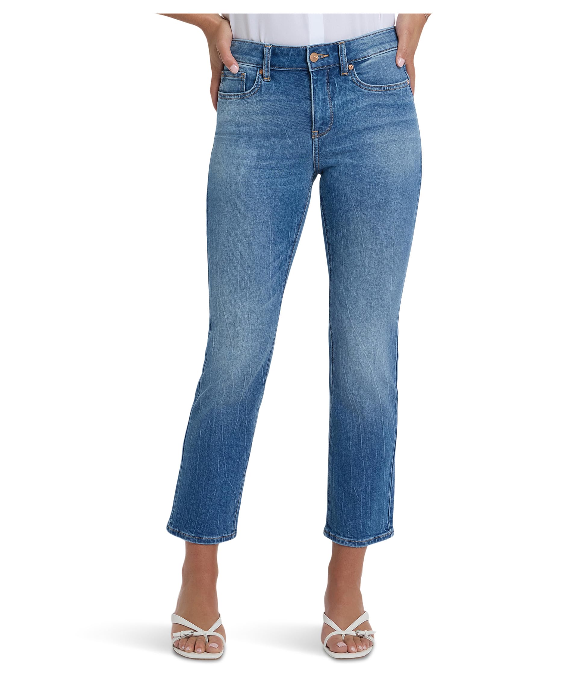 Petite Marilyn Straight Ankle Floral Pocket Jeans