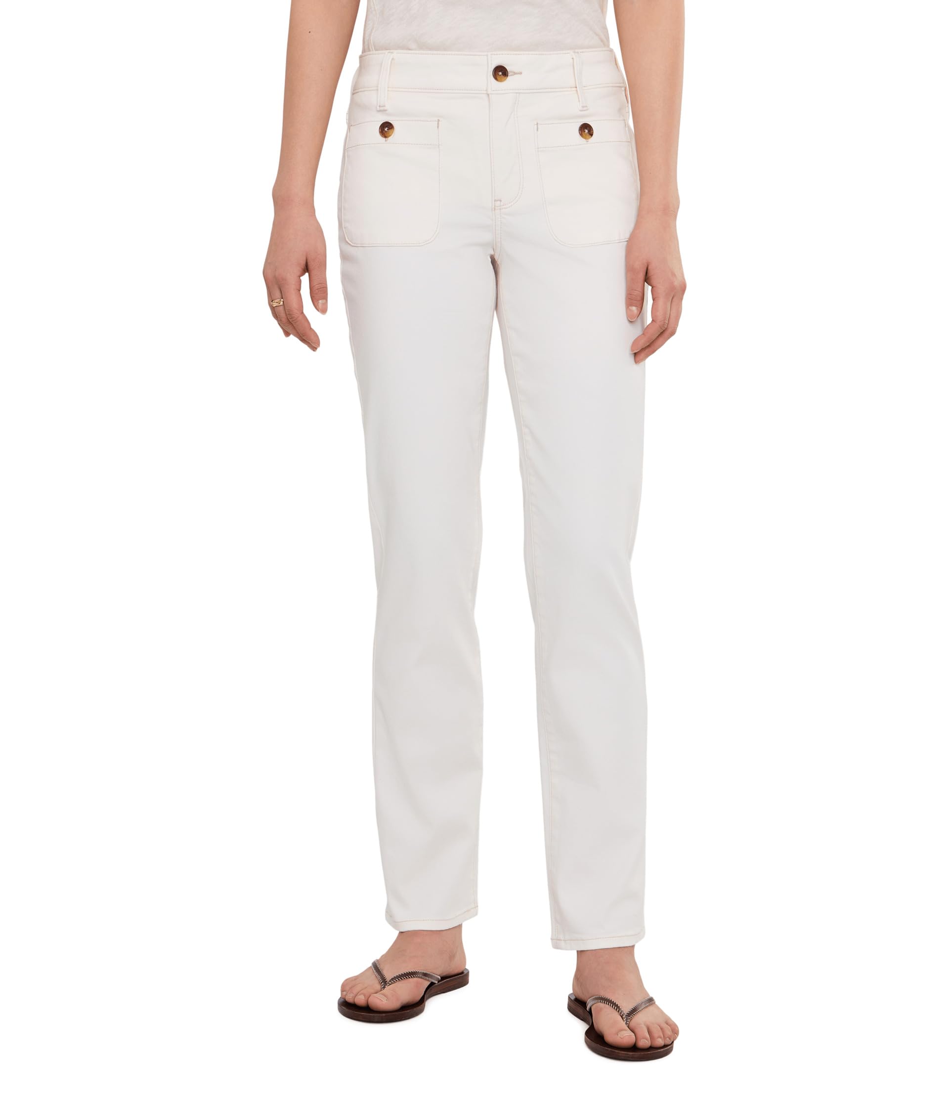 Petite Marilyn Straight Front Button Patch Pockets Jeans