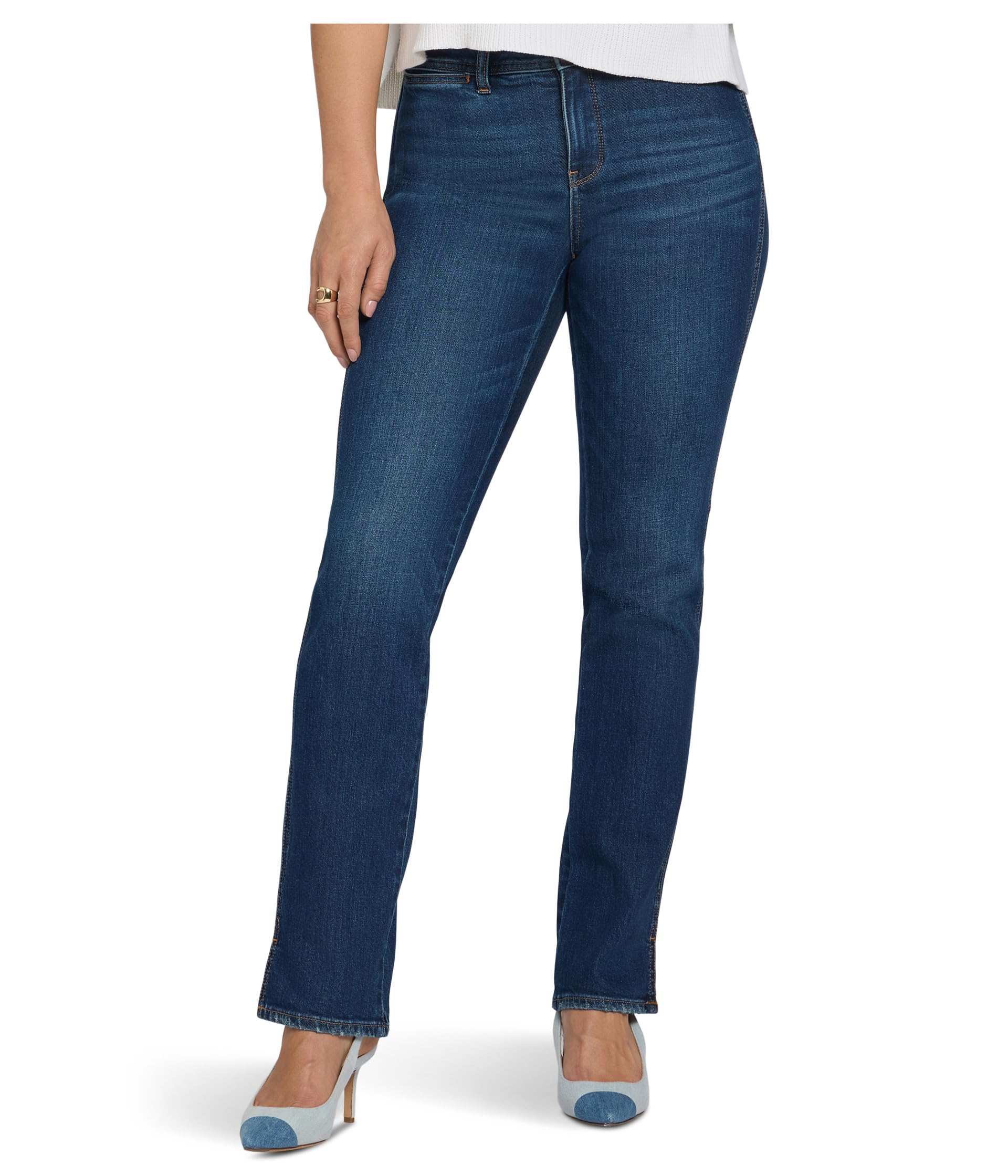 NYDJ Petite Marilyn Straight Side Slit Jeans Женский