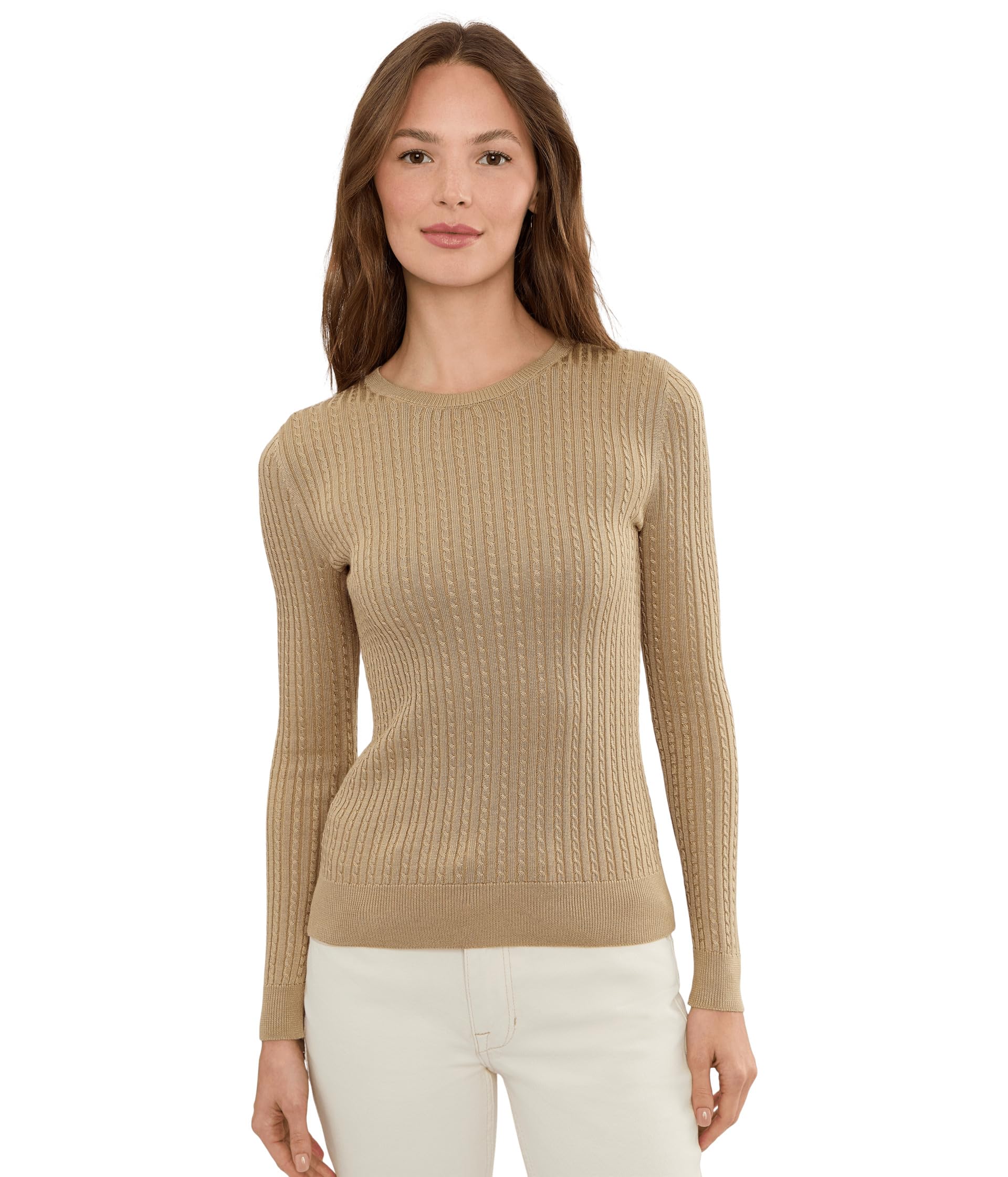 Petite Mini-Cable Crewneck Sweater
