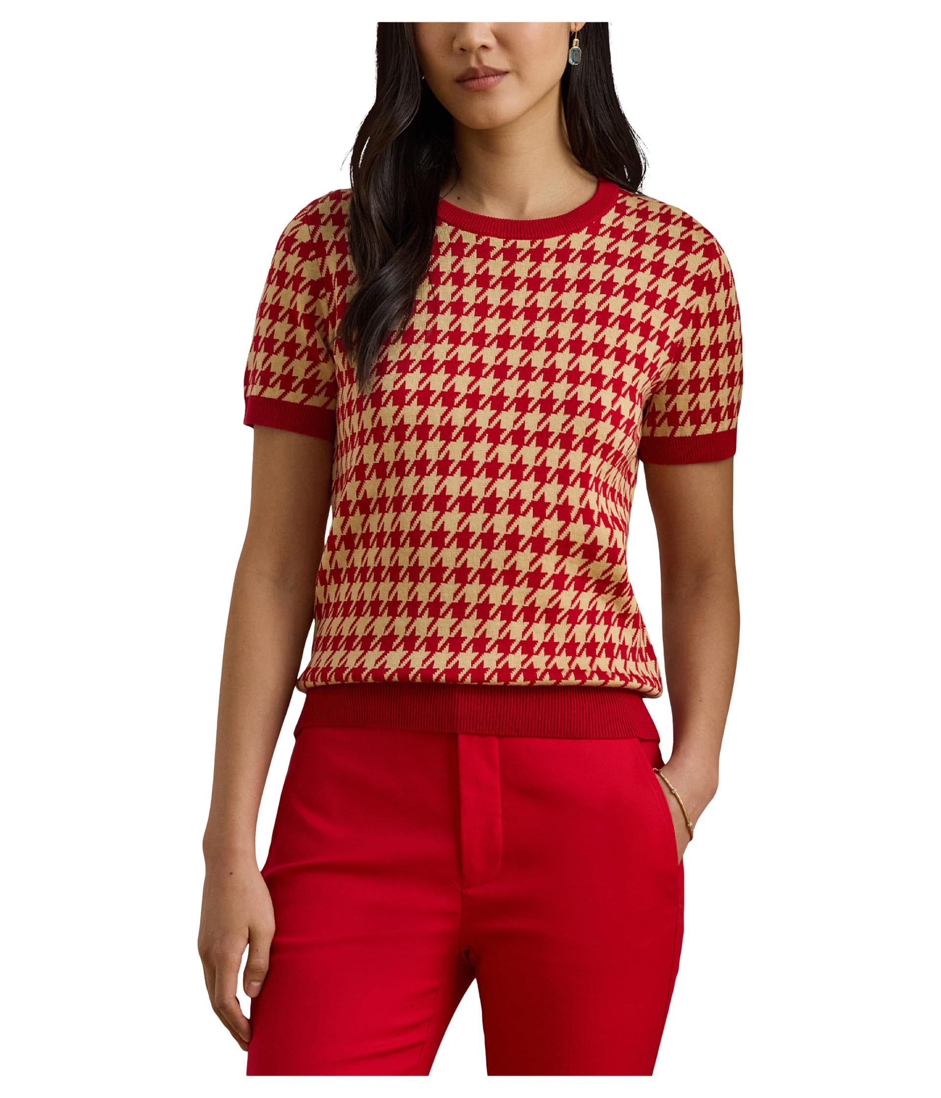Houndstooth Short Sleeve Sweater