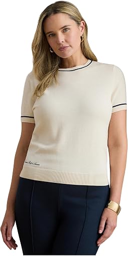 Свитер Plus Size Two-Tone Short Sleeve