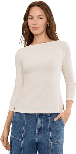 Футболка Petite Rib-Knit Cotton-Blend Boatneck