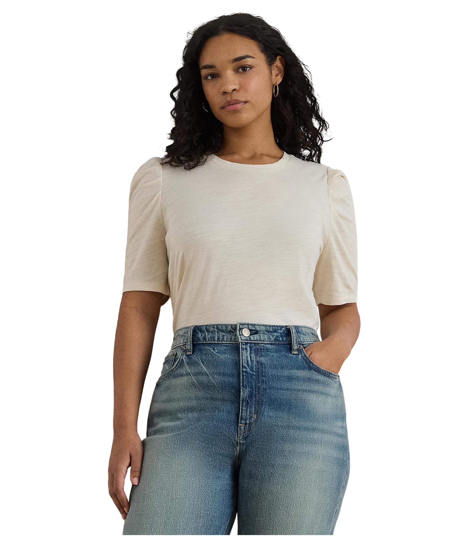 Женский топ Plus Size Slub Jersey с пышными рукавами