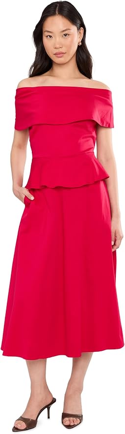 Платье миди Calvin Klein Off-the-Shoulder Dropwaist Cotton
