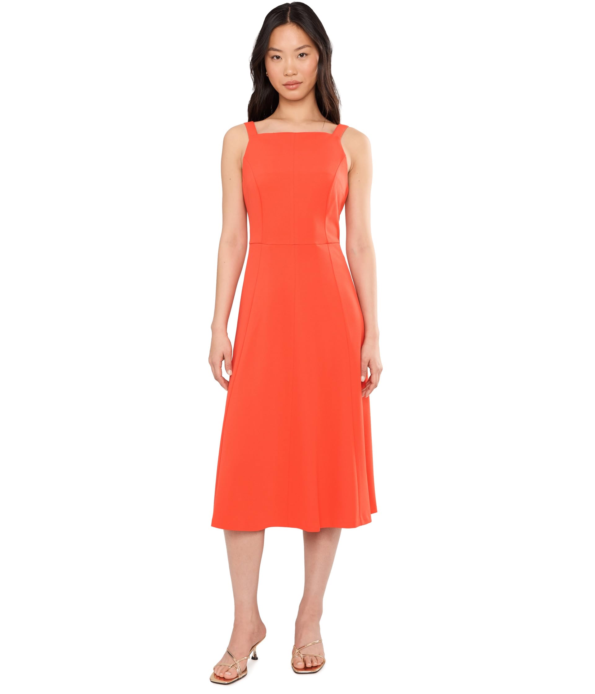 Scuba Crepe Square Neck A-Line платье