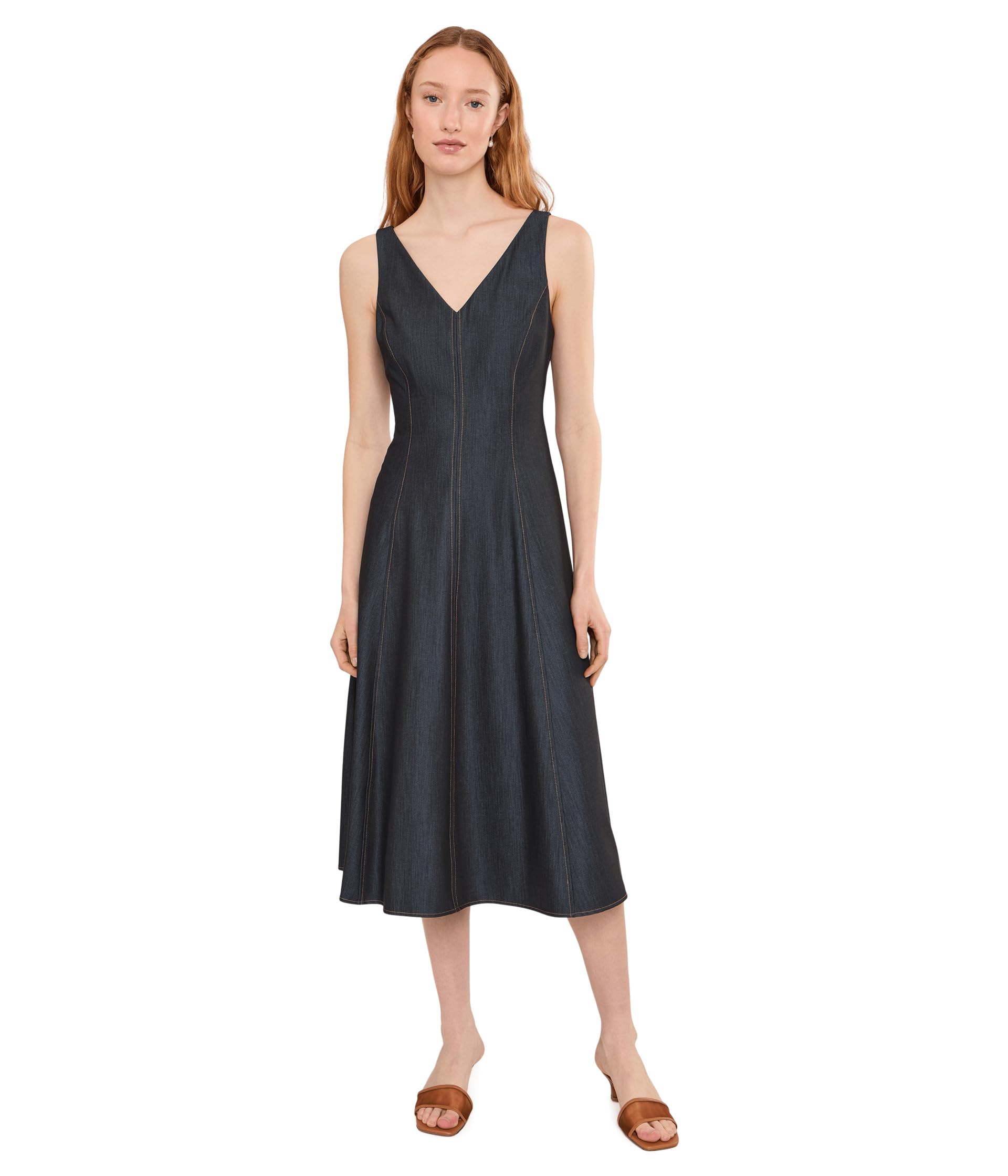 Denim V-Neck Sleeveless A-Line