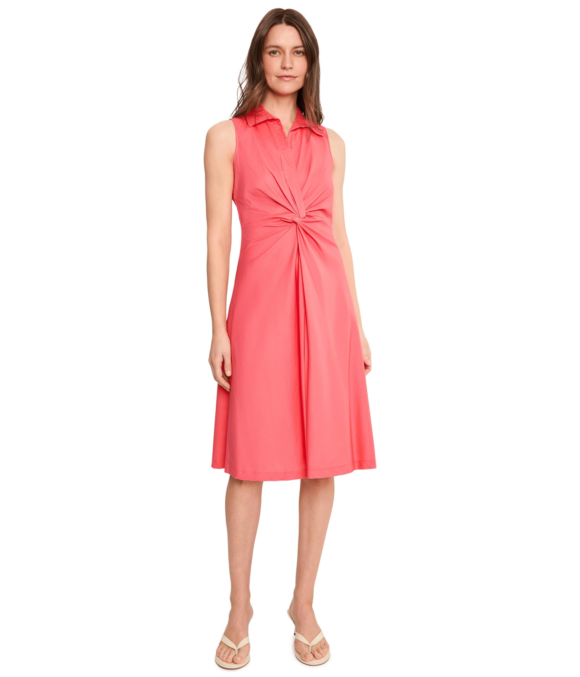 Collared Twist Front Cotton Dress