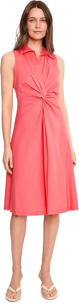 Collared Twist Front Cotton Dress