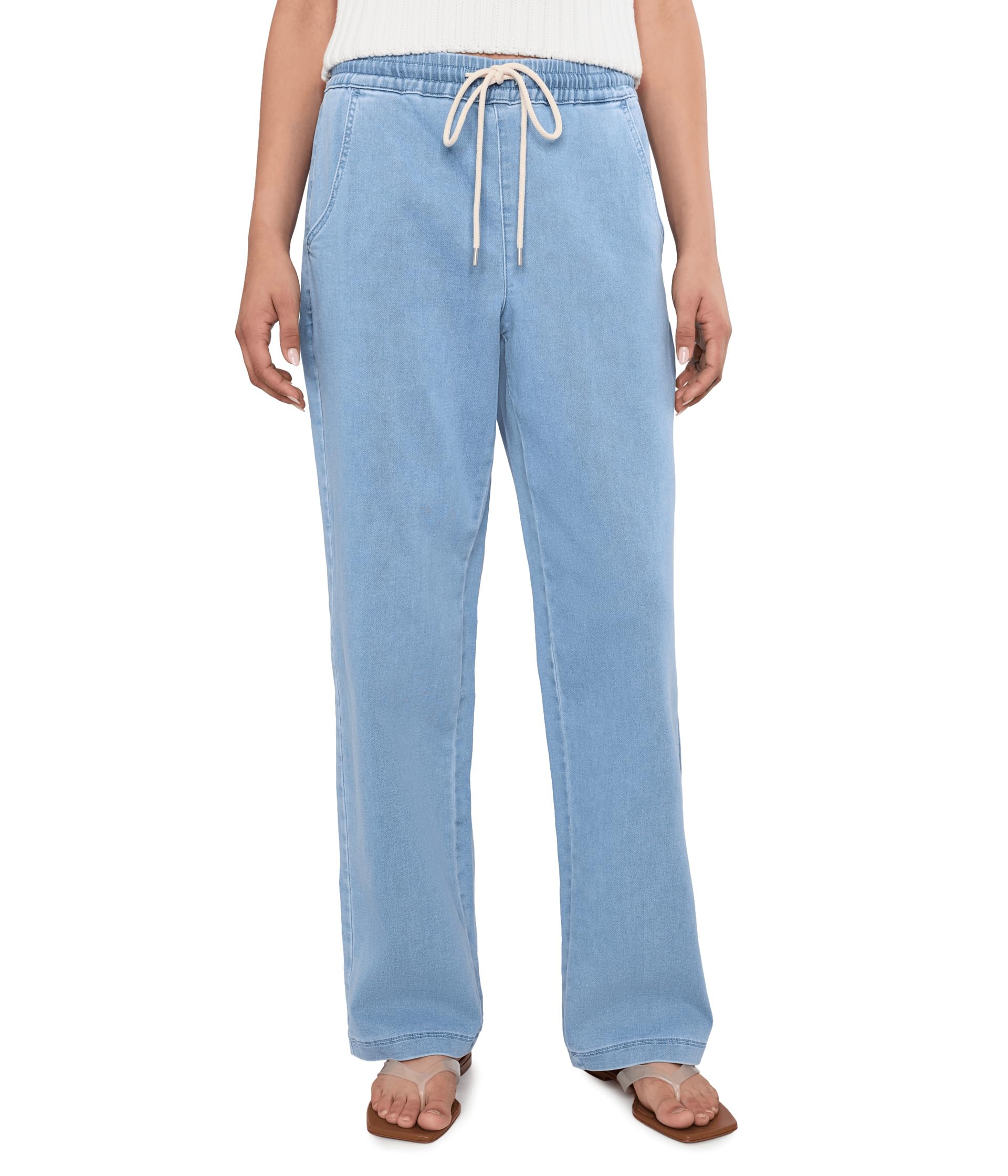 Relaxed Drawstring Pull-On Denim Pants