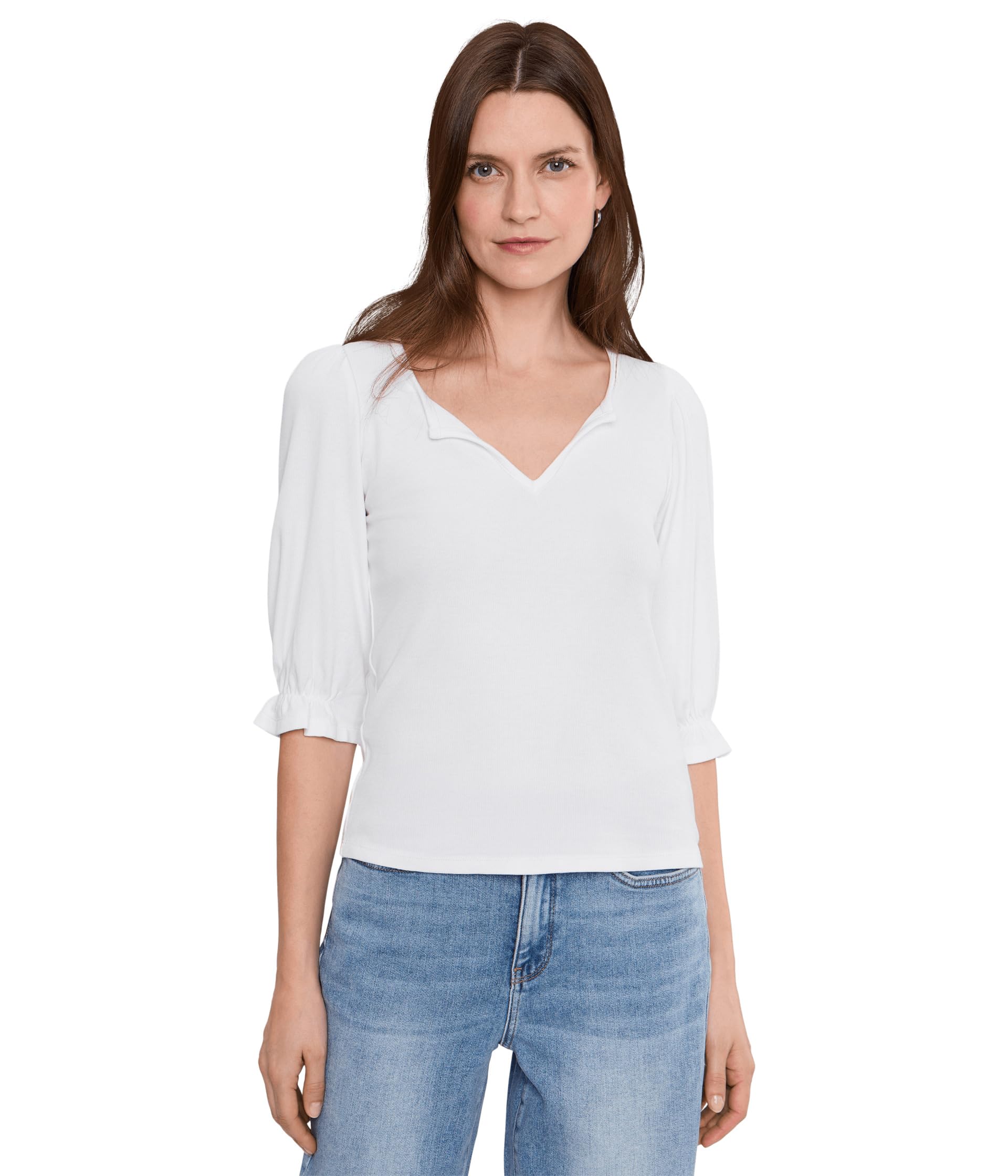 Женский трикотажный топ Petite Elbow Sleeve Notch Knit Tee