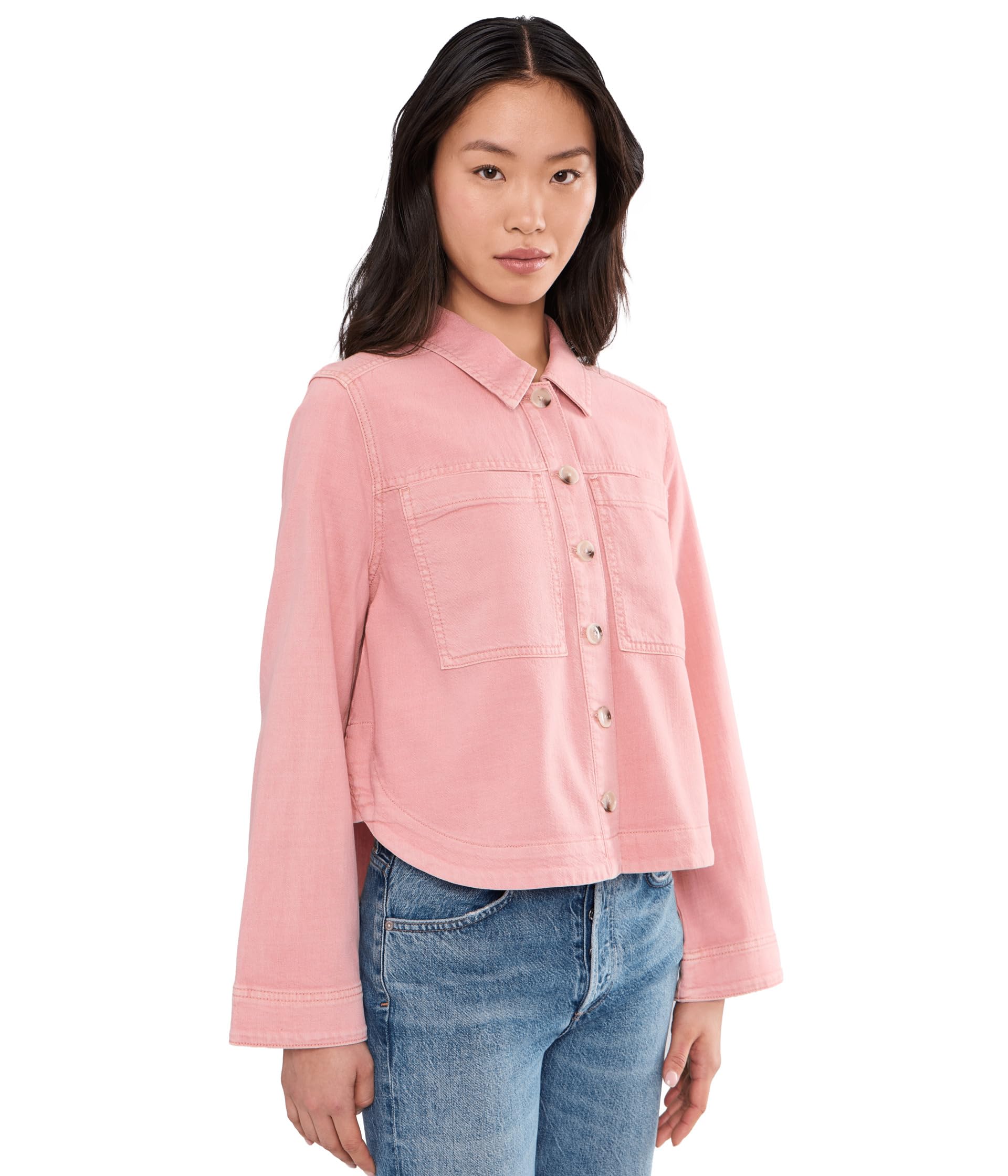 Petite High/ Low Denim Shacket