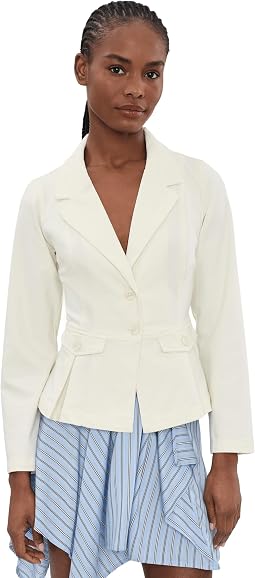 Petite Stretch Twill Peplum Blazer