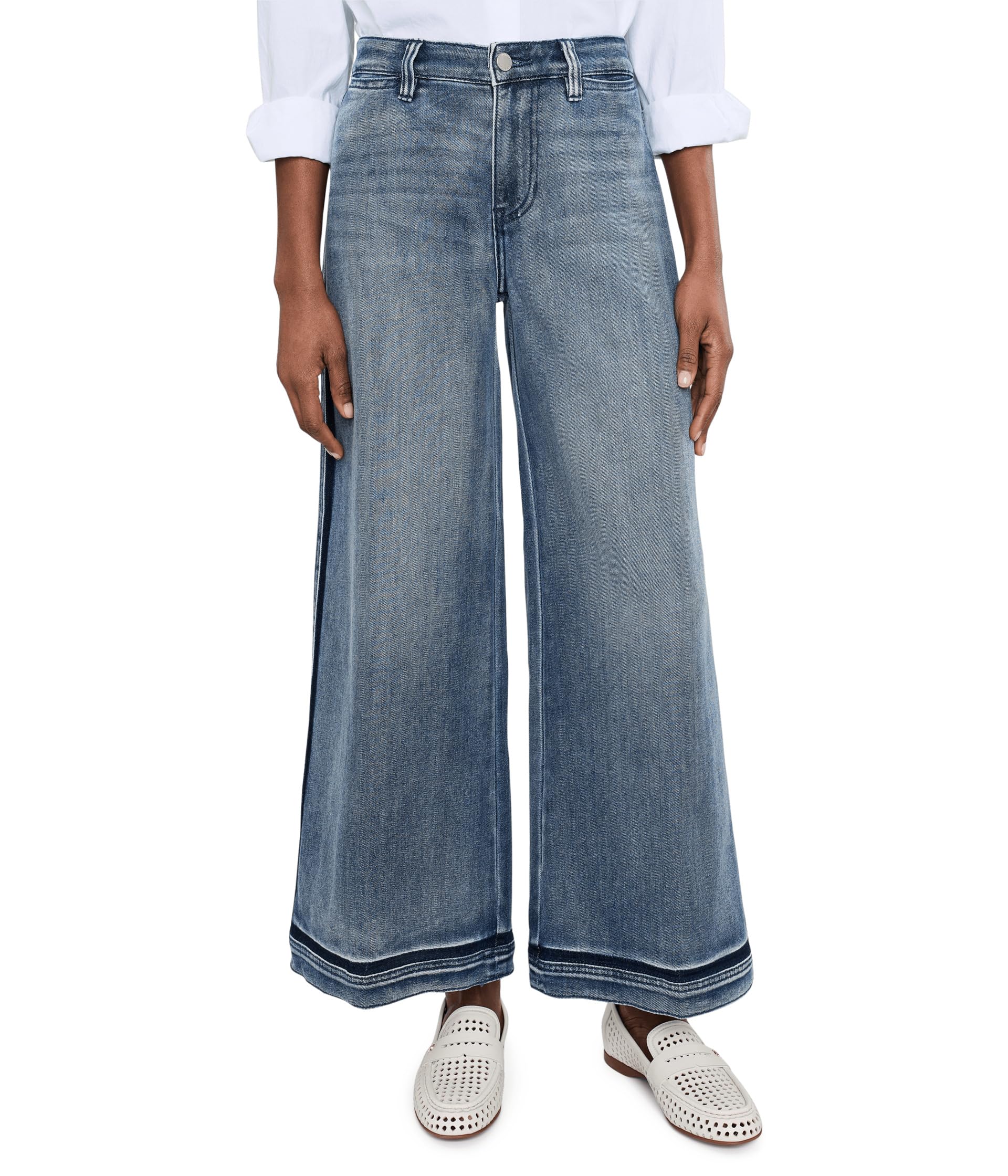 Petite Mid-rise Super Stride Wide Leg Jean With Shadow Cuff 28" Inseam