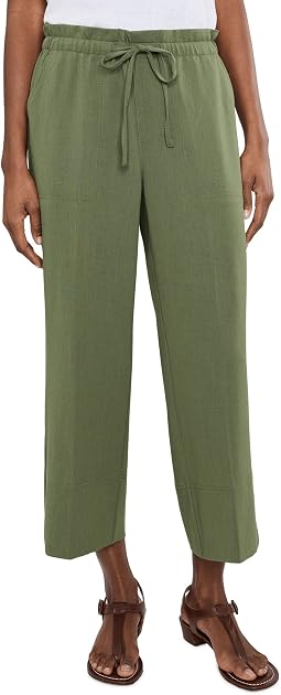 Petite Pull On Mid-rise Wide Leg Crop Trouser 24" Inseam