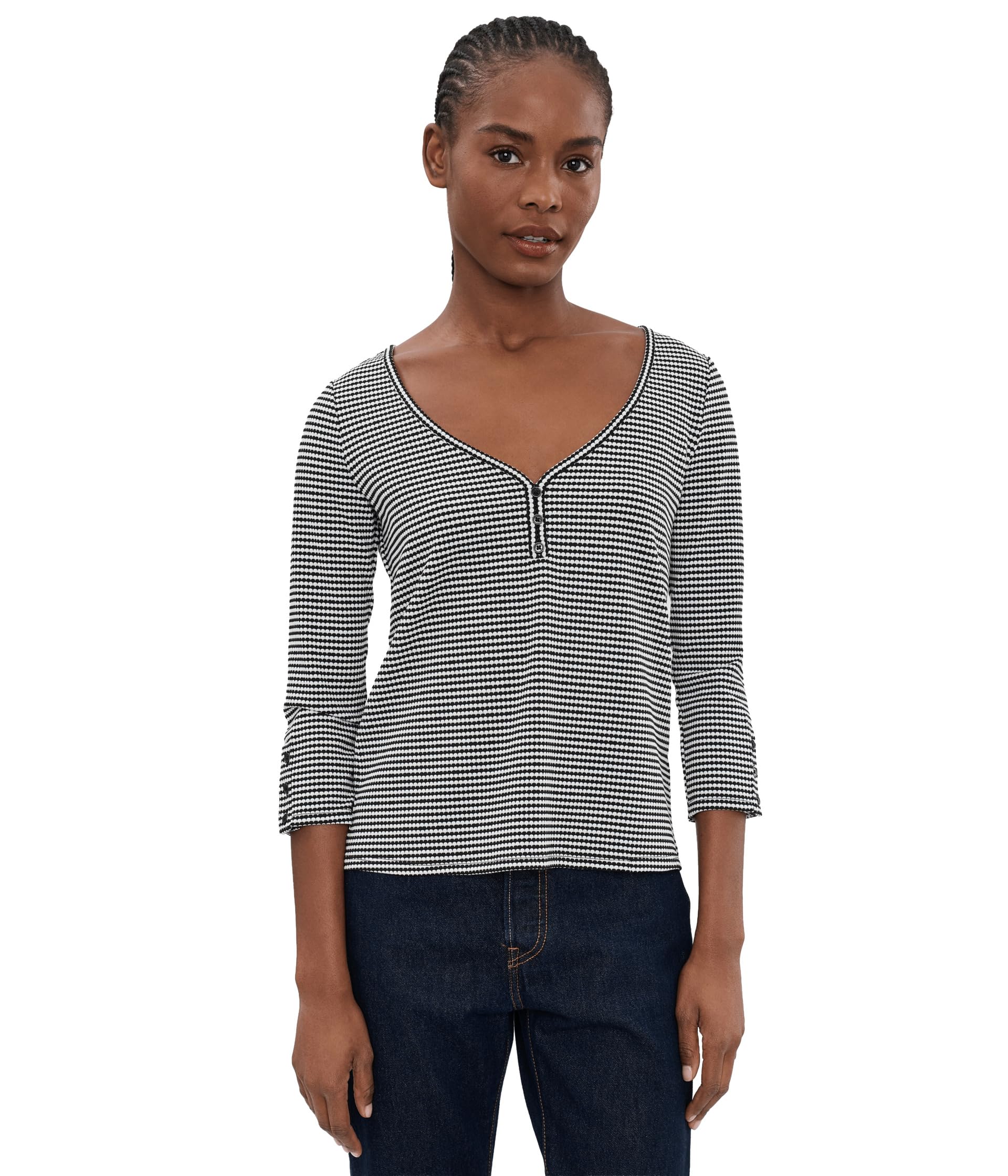 Топ Petite Button Sleeve Henley Knit