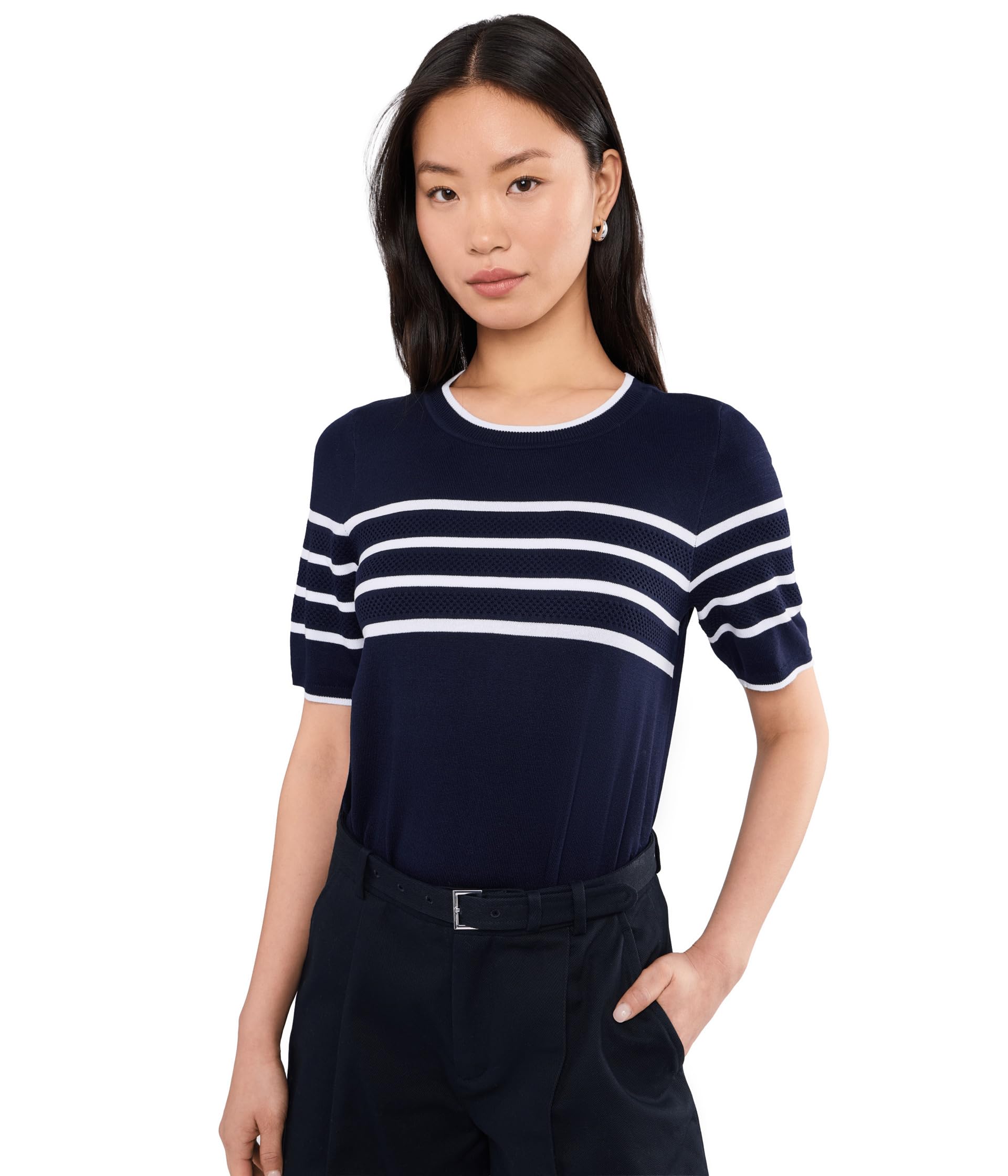 Petite Short Sleeve Crew Neck Sweater