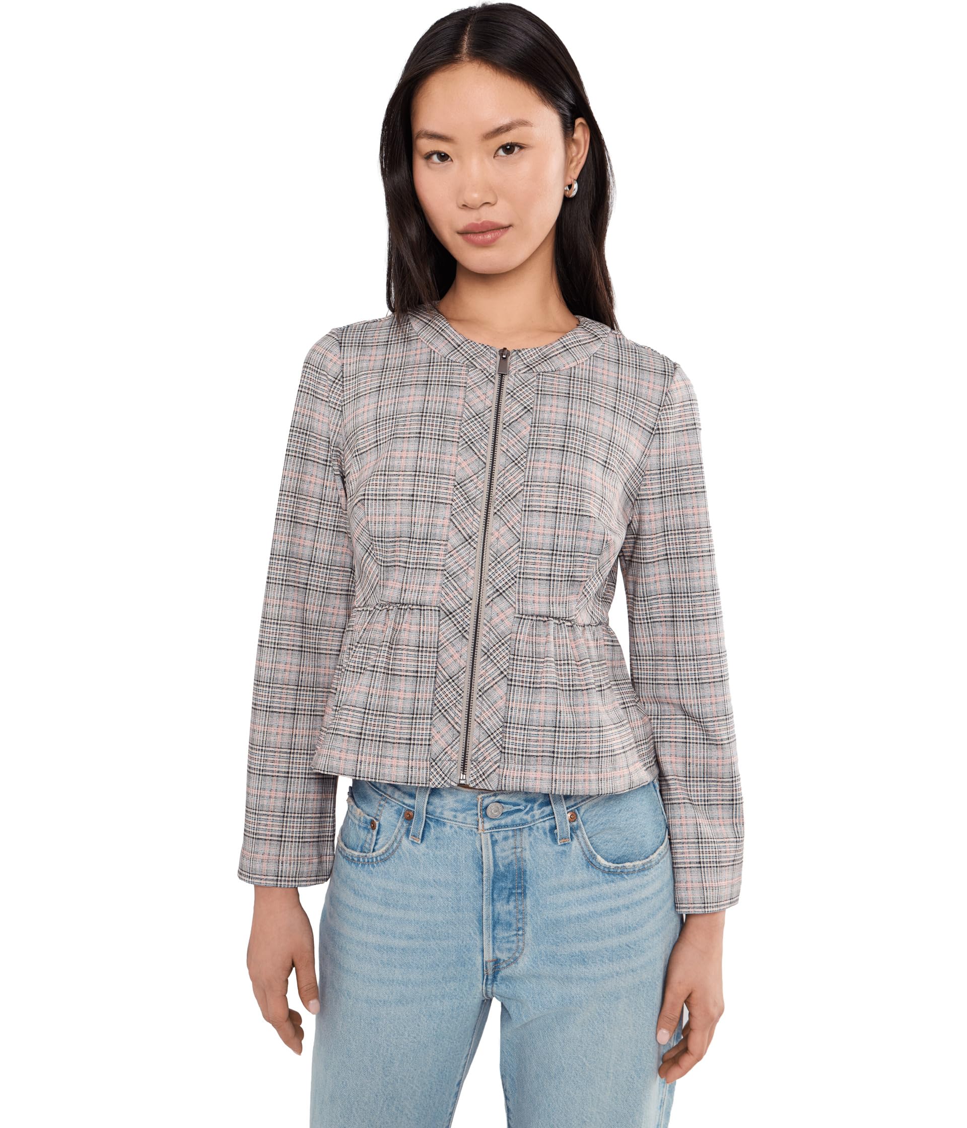 Petite Zip Front Peplum Jacket