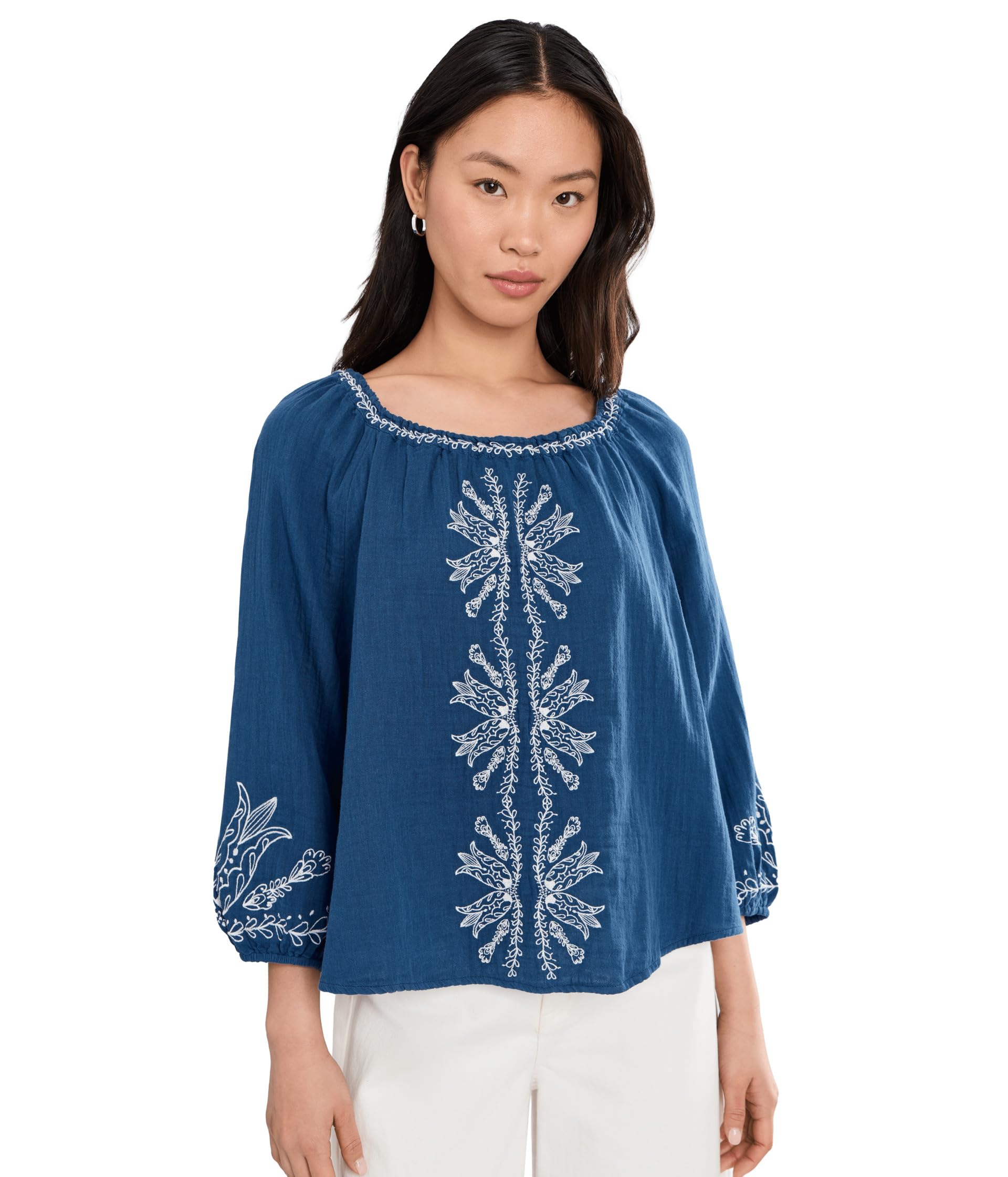 Petite 3/4 Sleeve Woven Top с Embroidery Женский