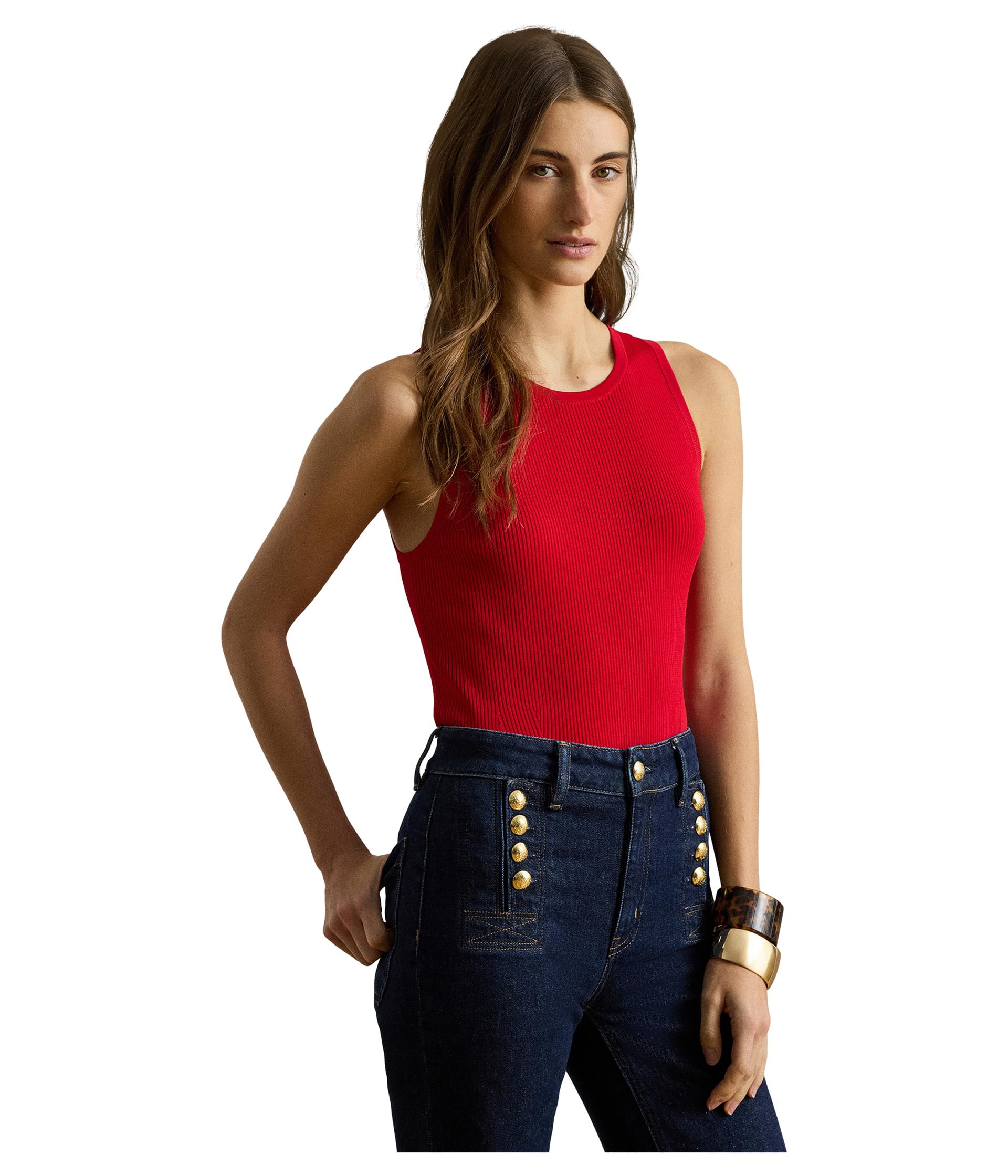 Petite Rib-Knit Sleeveless Sweater