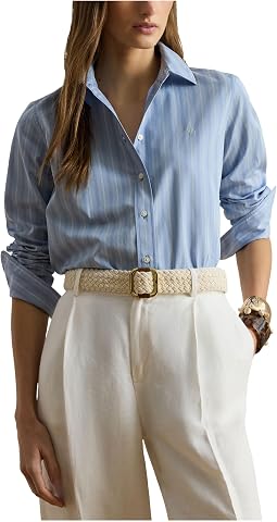 Petite Classic Fit Striped Broadcloth Shirt