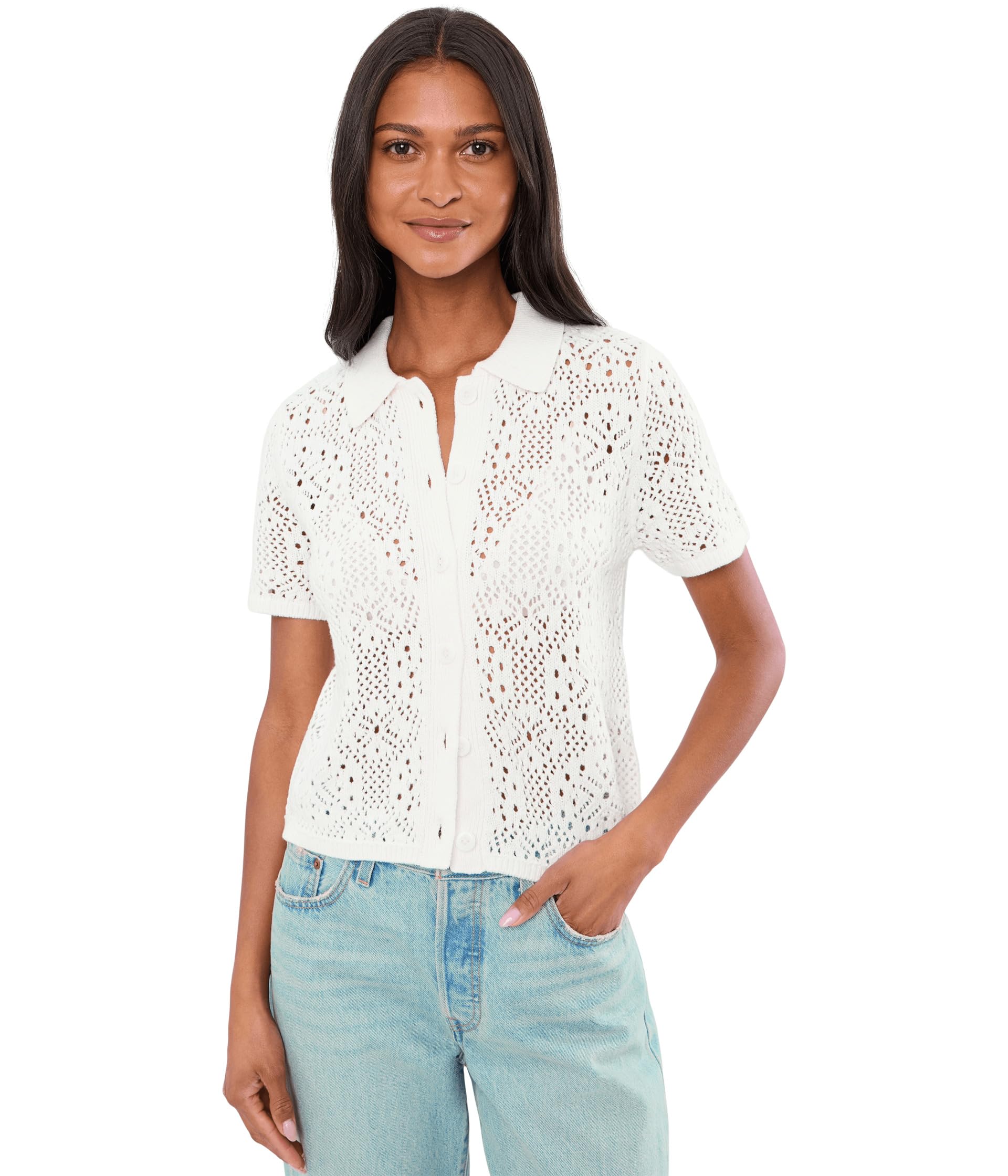 Beckham Crochet Polo Sweater