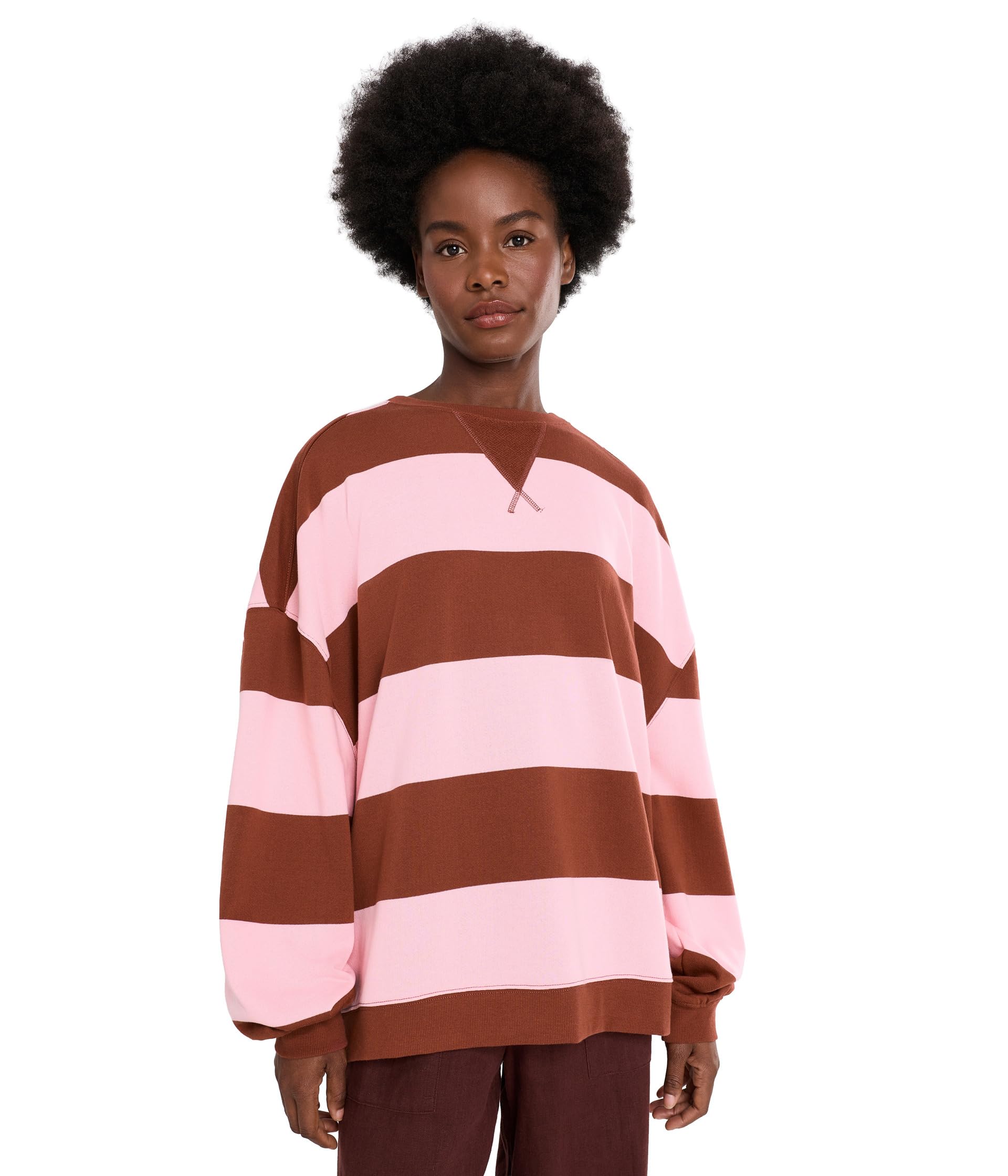 We The Free Classic Striped Oversized Crew Neck