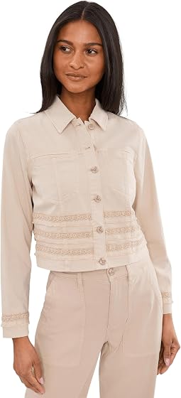 Petite Trucker Jacket with Fray and Lace