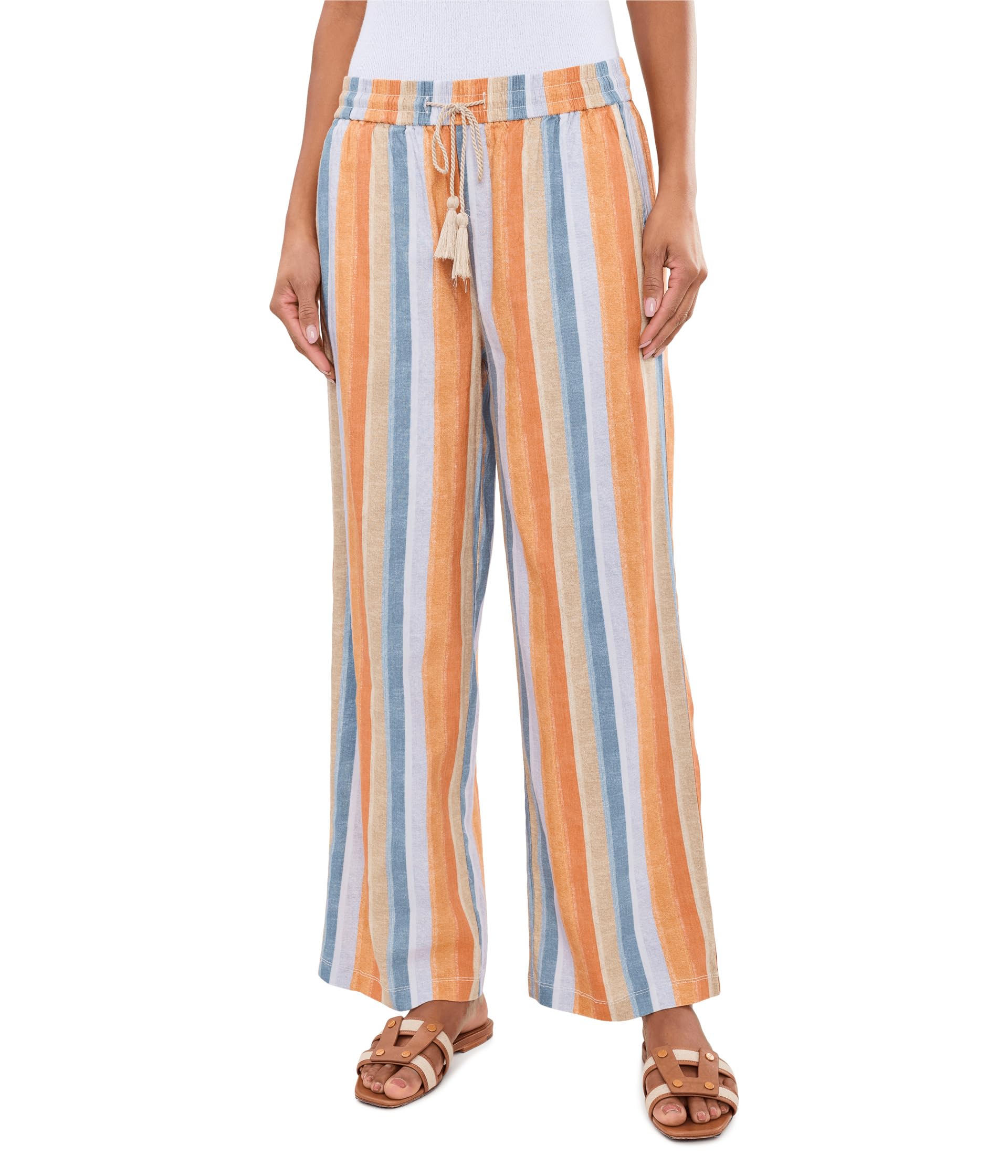 Petite Mid-Rise Pull-On Drawstring Waistband Wide Leg Pants
