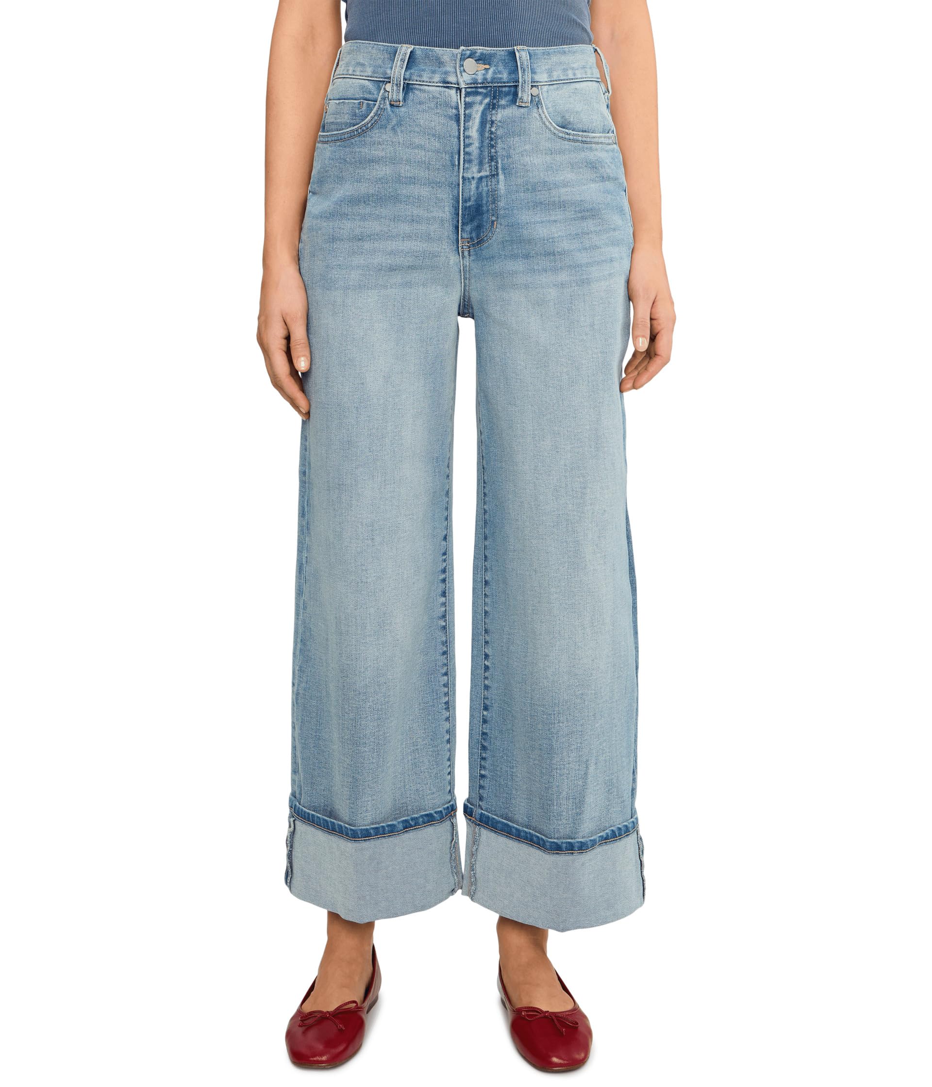 Petite Morgan High-Rise Cuffed Wide Leg Jeans