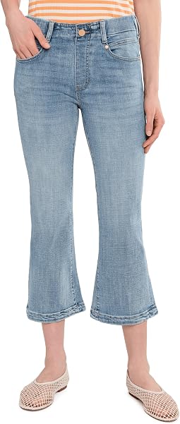Джинсы Petite Mid-Rise Gia Glider Pull-On Crop Flare с разрезом сзади