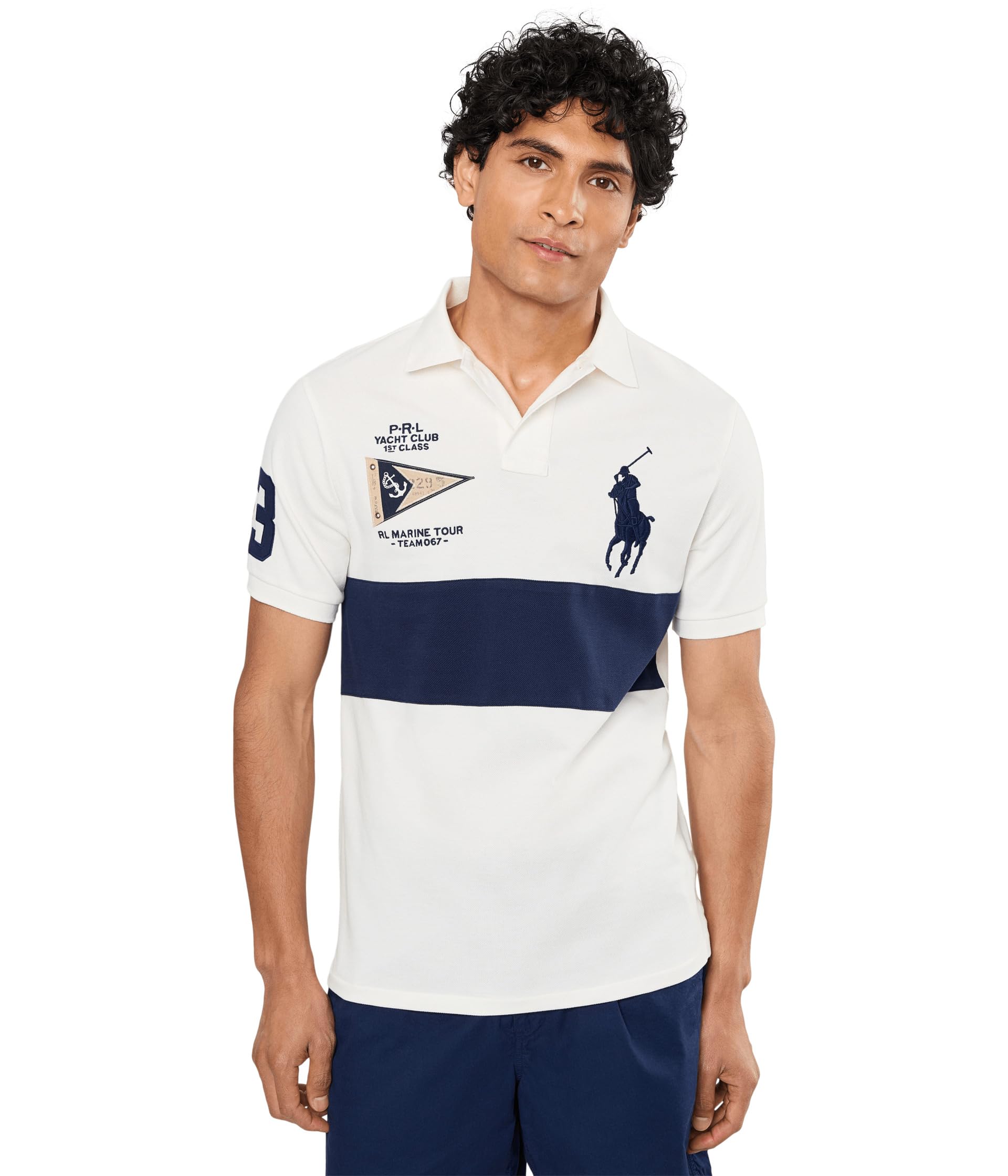Мужская рубашка Polo Ralph Lauren Custom Slim Fit Big Pony Mesh Polo