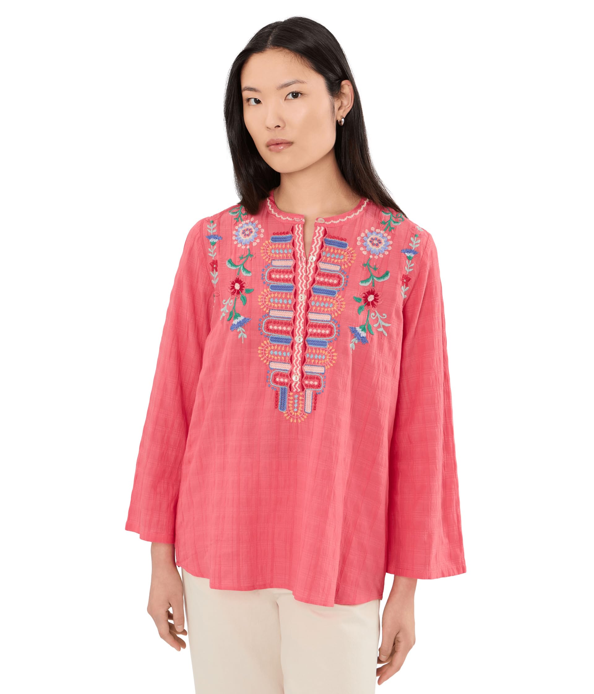 Vintage Henley Tunic - Roseton Женский топ