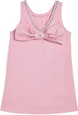 Pink Crystal Heart Denim Bow Dress (Toddler/Little Kid/Big Kid)