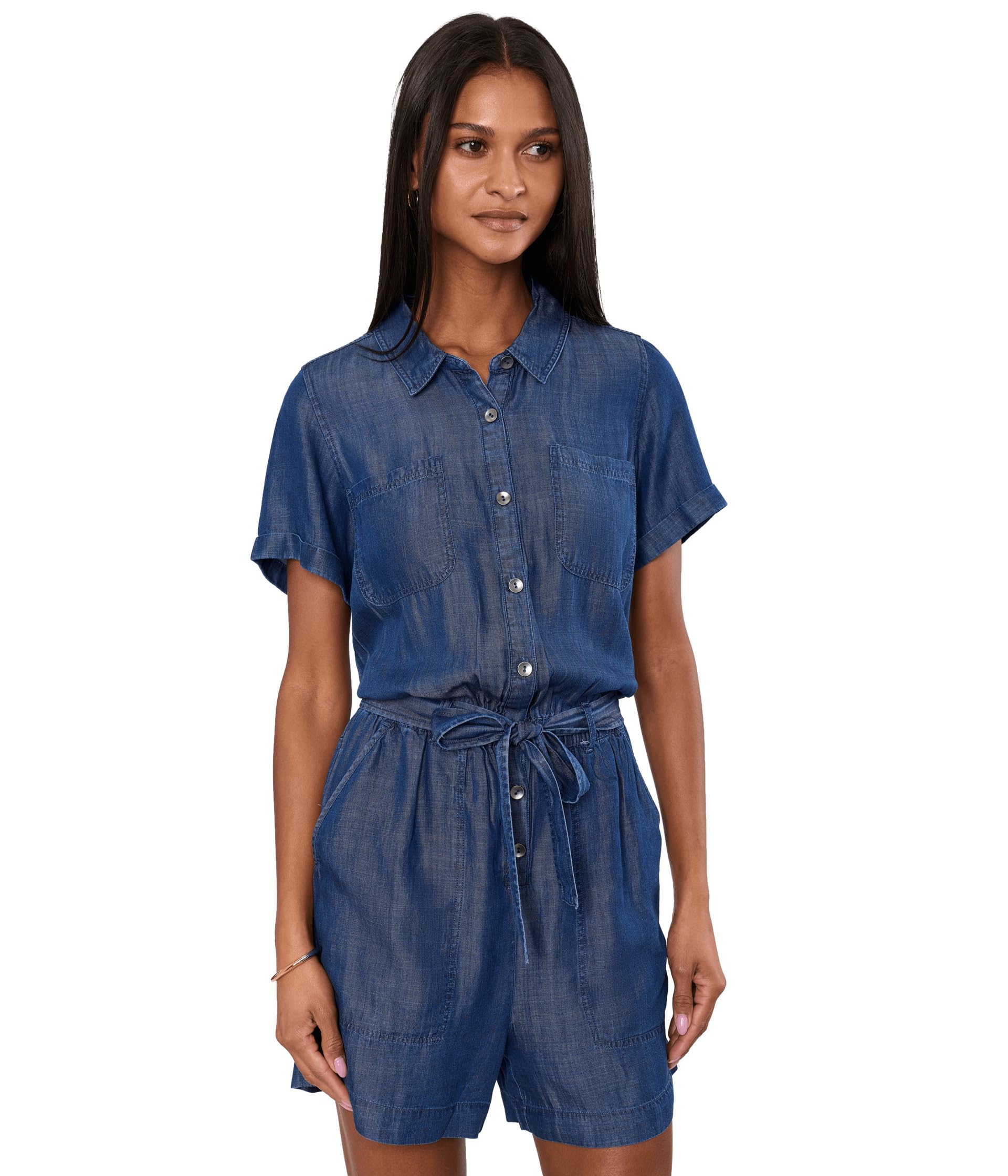 Short Sleeve Romper with Self Tie
