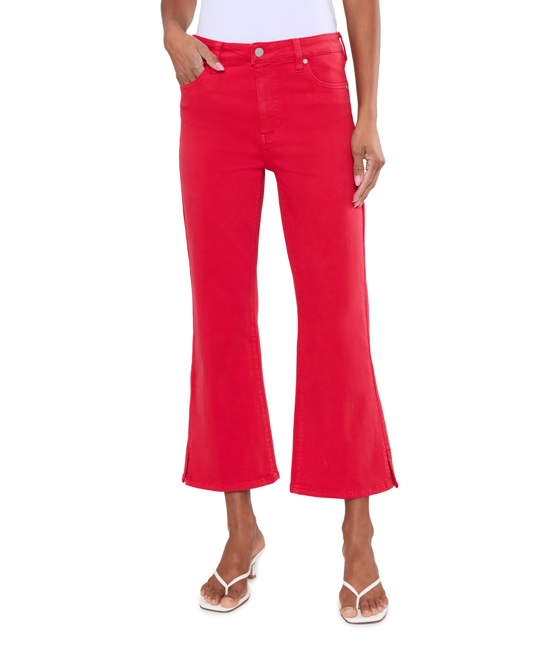 Hannah Mid-Rise Cropped Flare Jeans with Slit Hem 25.5in Inseam