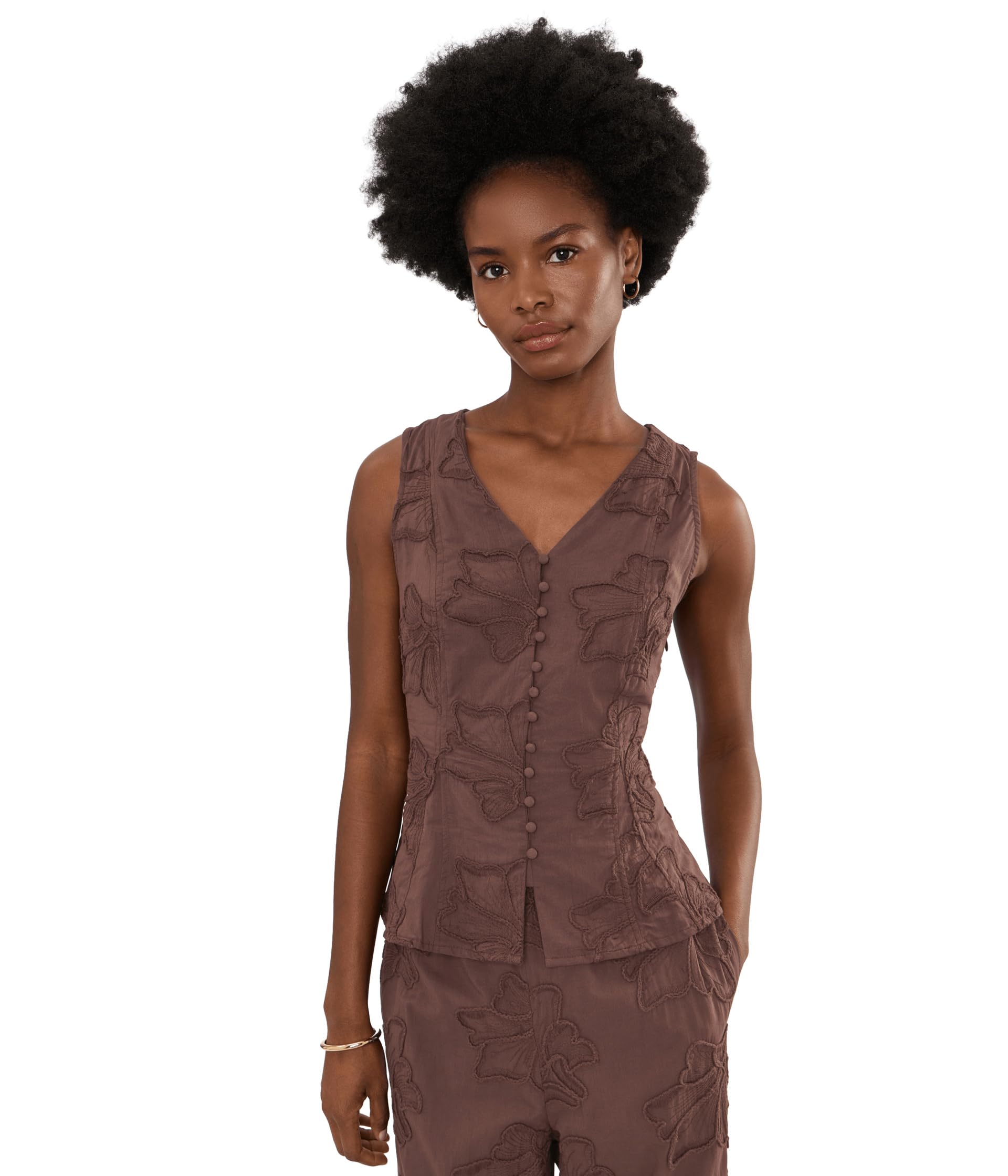 Топ Vneck Buttondown Tank