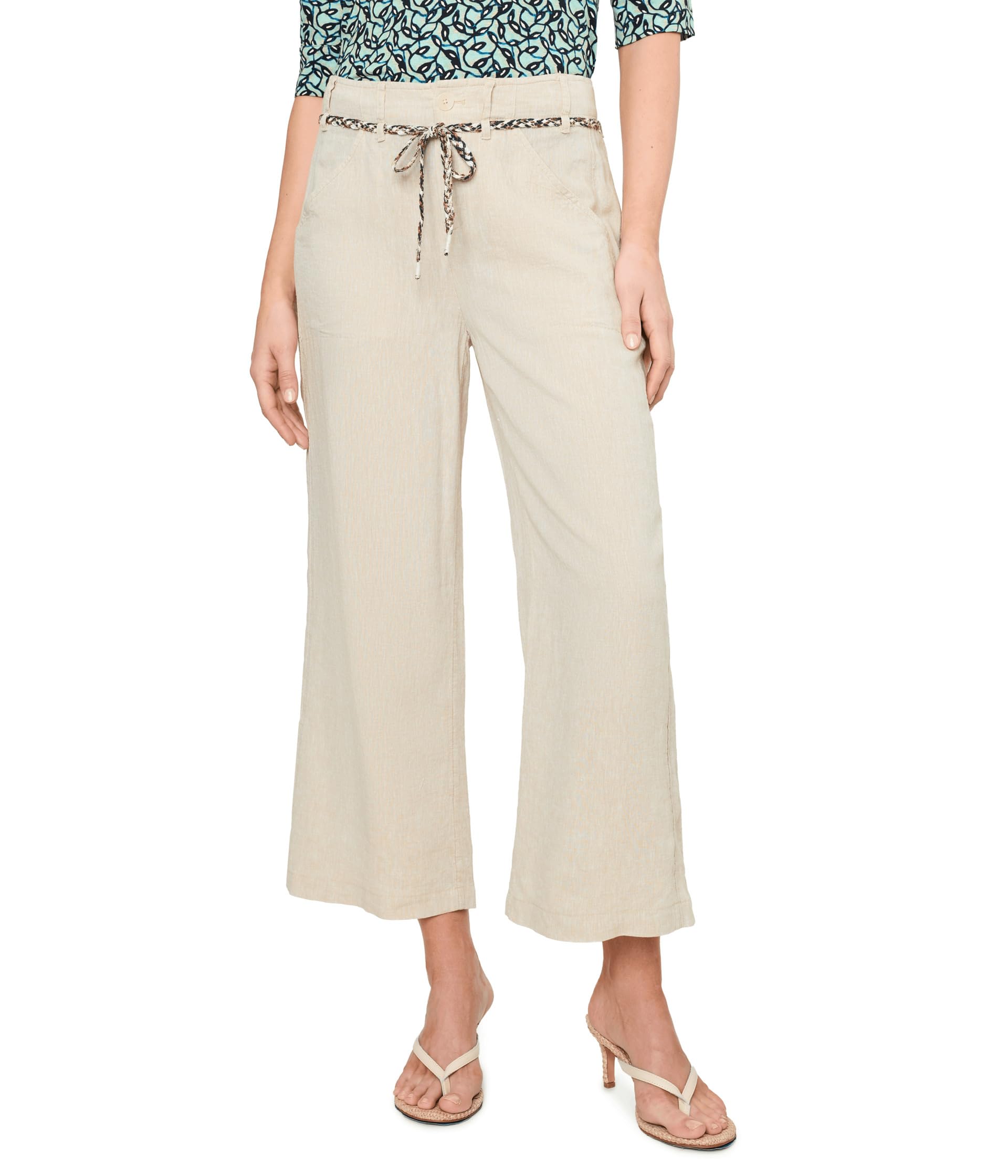 Eliot Wide Leg Rumba Linen Belted Crop Pants