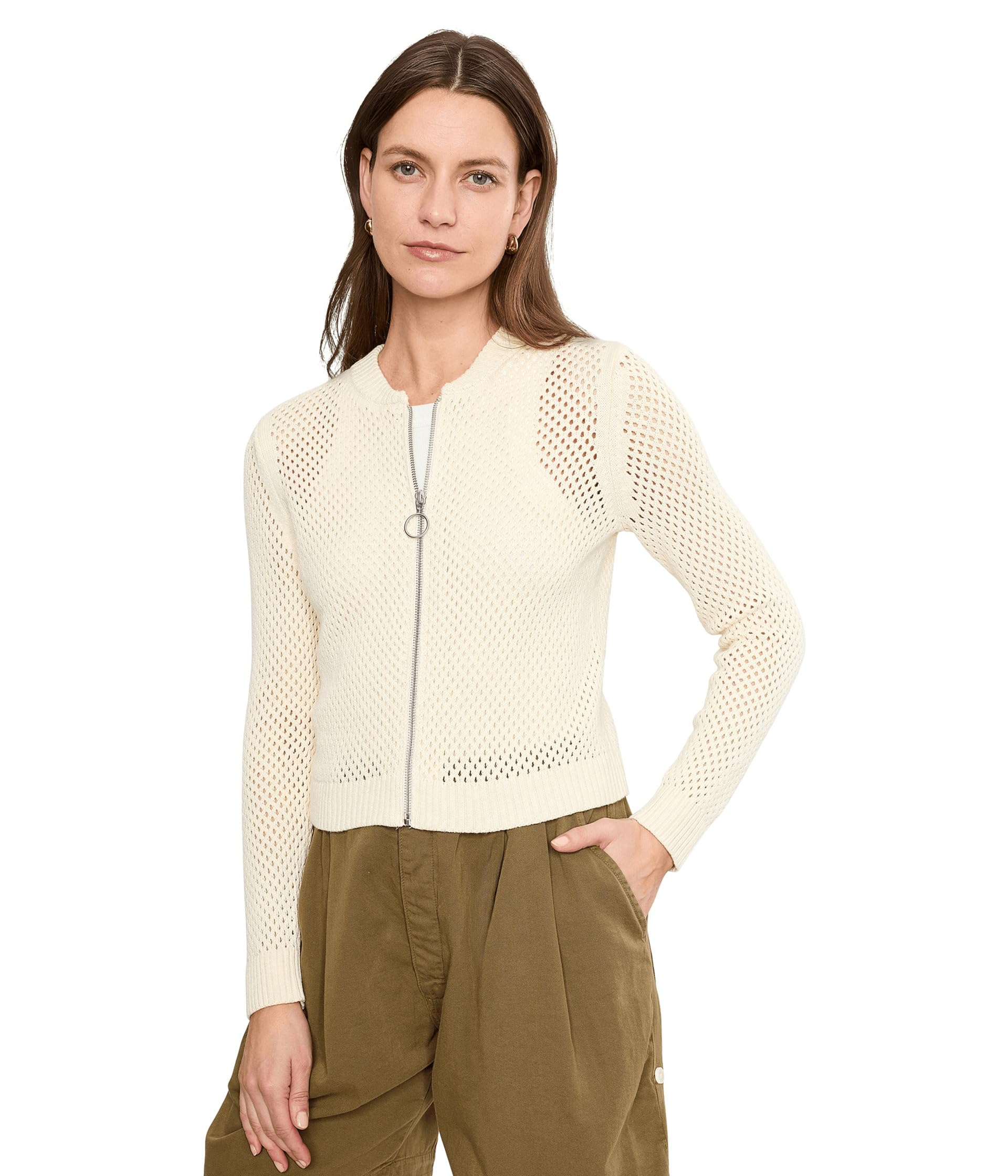 Zip Front Mesh Cardigan