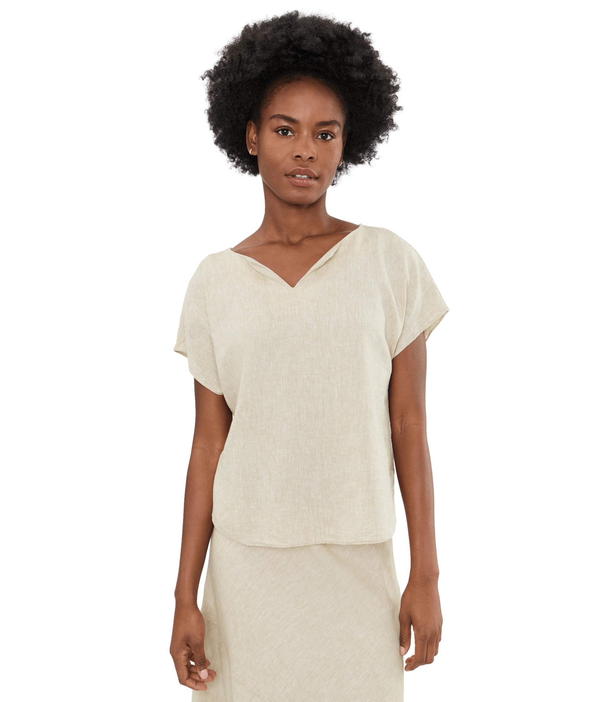 Женский льняной топ Rumba Split Neck Tee