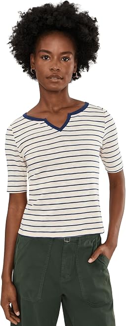 Nzt Elbow Sleeve Stripe Notch Tee