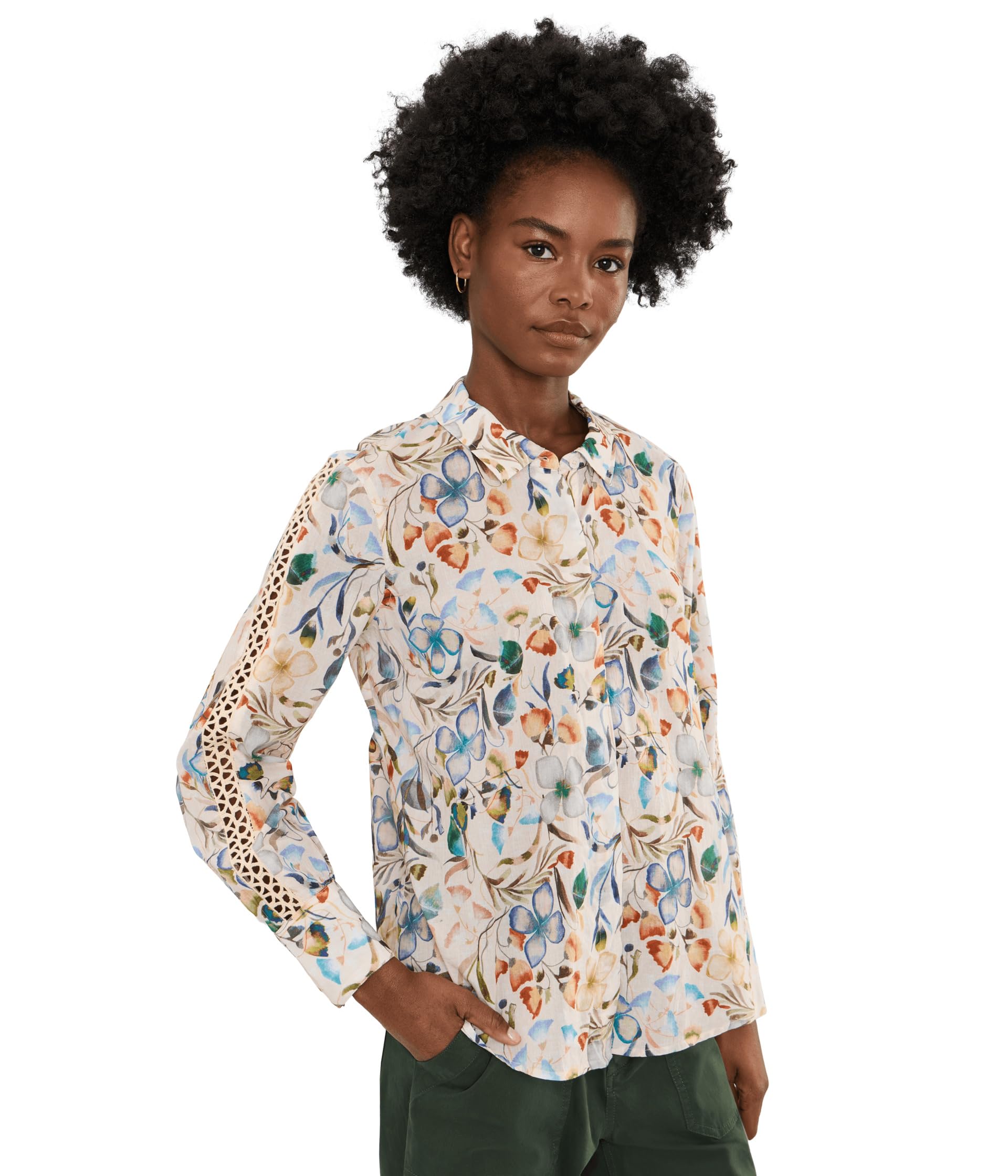 Pressed Flowers Cotton Lawn Shirt