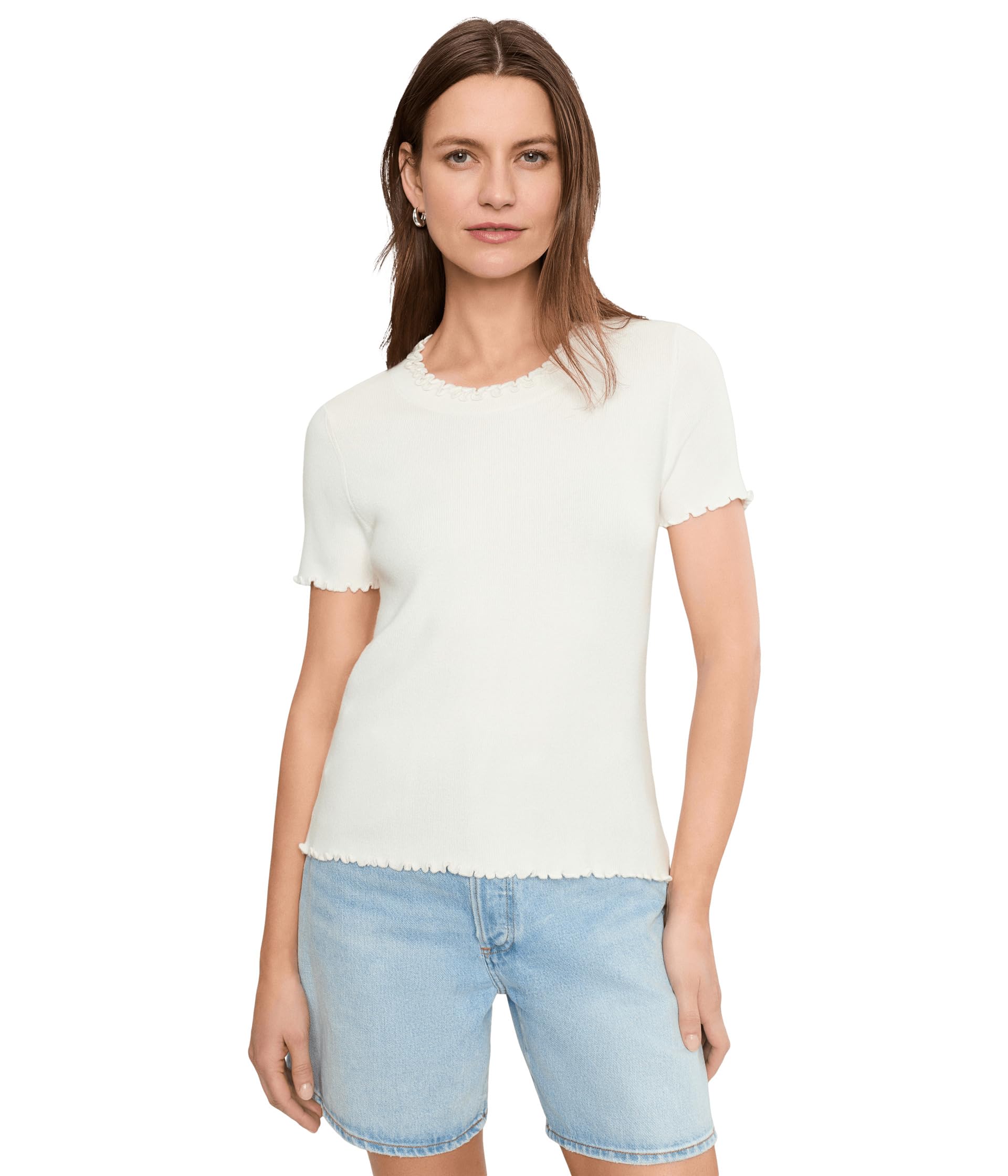Ruffle Trim Sweater Tee