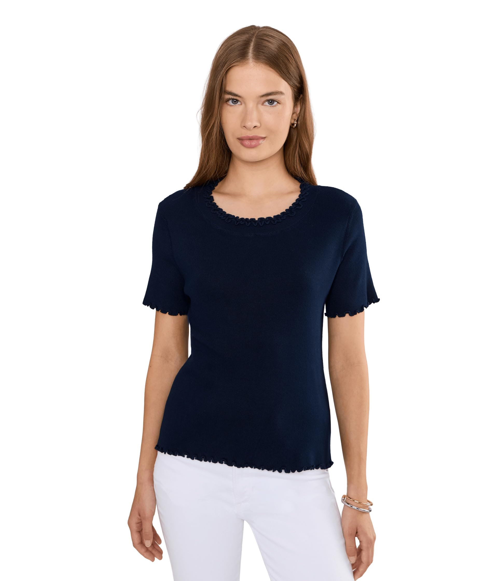 Petite Ruffle Trim Sweater Tee