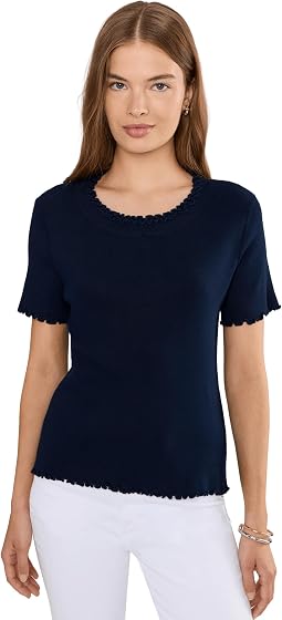 Petite Ruffle Trim Sweater Tee
