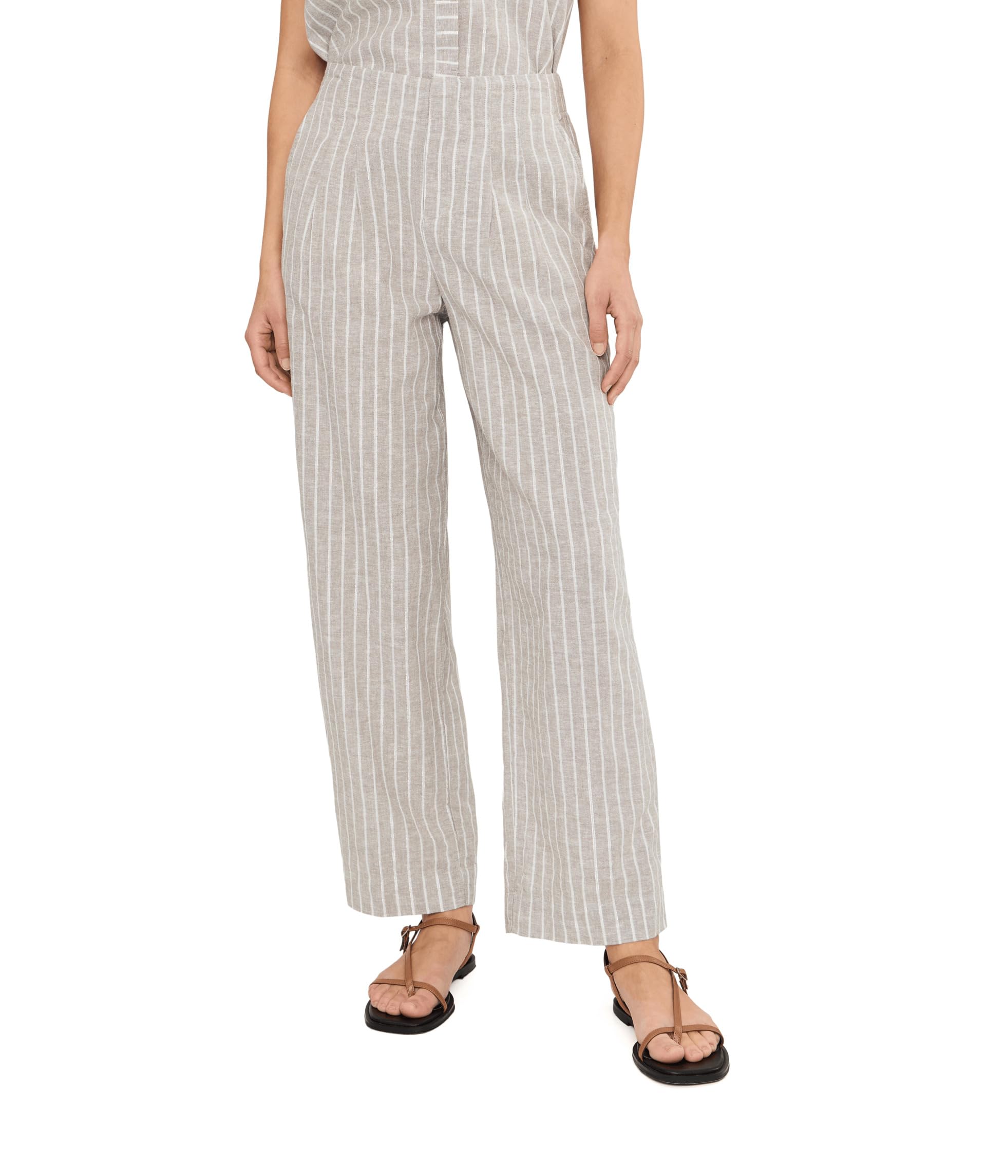 Petite Lenox Wide Leg Striped Linen Pants