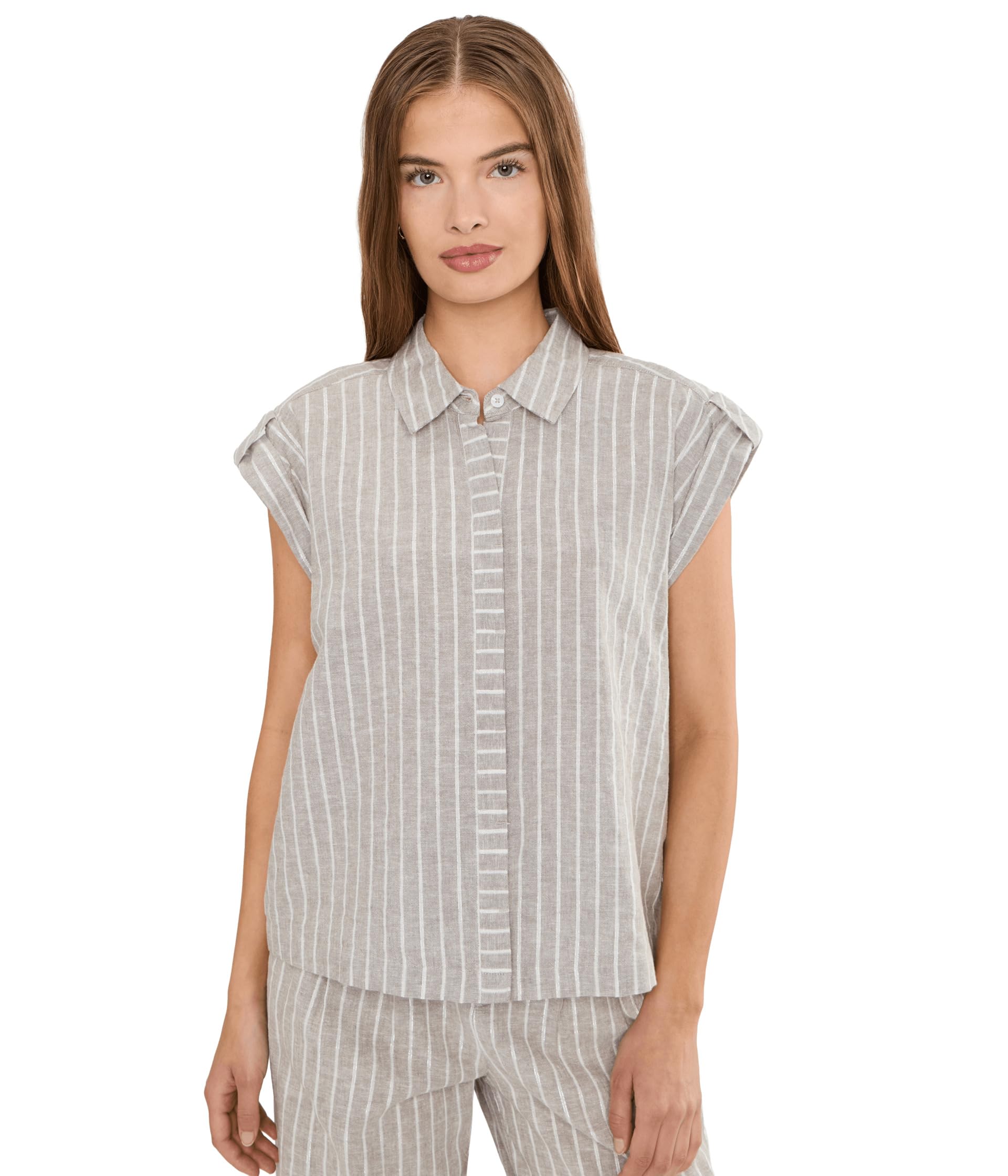 NIC+ZOE Рубашка Petite Lurex Linen Resort