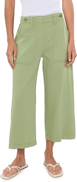 Petite Mid-Rise Utility Crop Wide Leg Pants