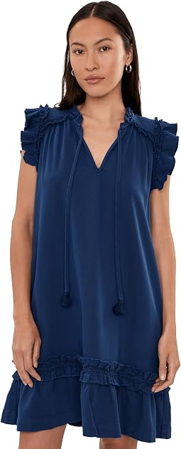 Petite Flutter Sleeve Ruffled Dress